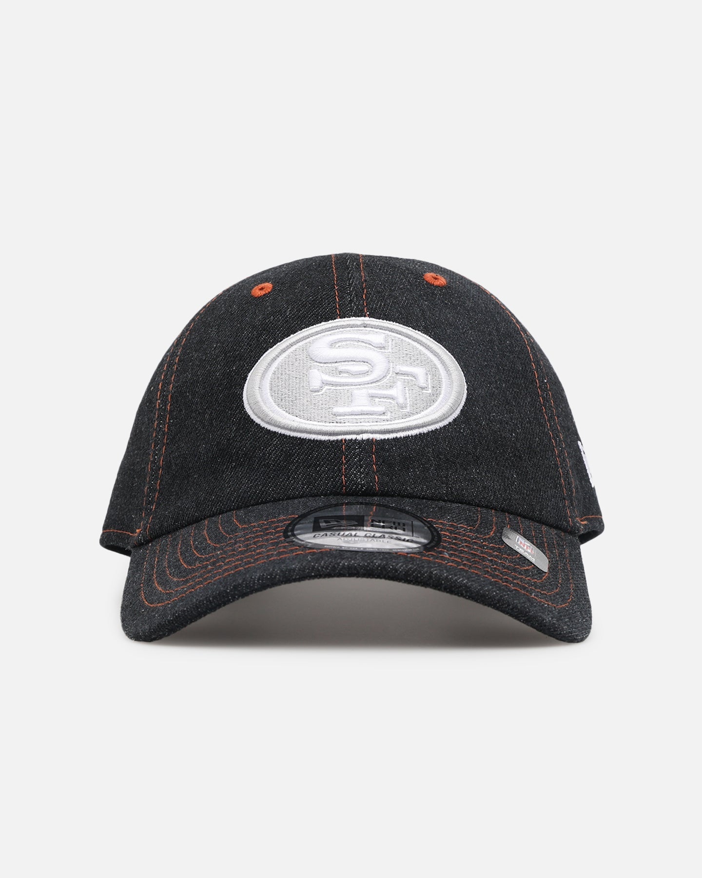 New Era San Francisco 49ers "Black Denim" Classic Casual Strapback Black Denim/Rust Contrast
