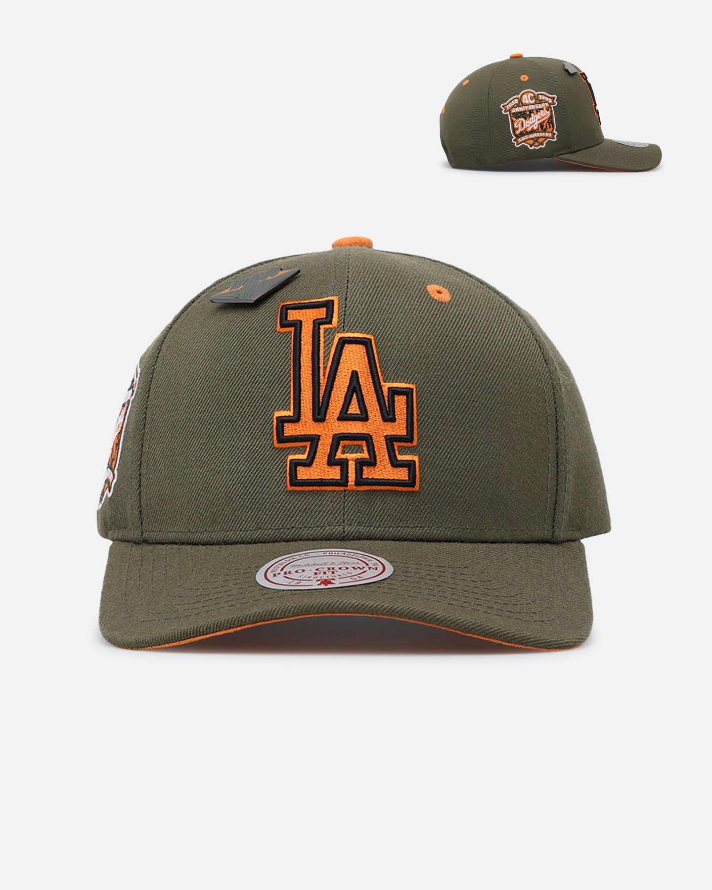 Mitchell & Ness Los Angeles Dodgers 'Harmony Of Hues' Pro Crown Snapback Olive/Orange