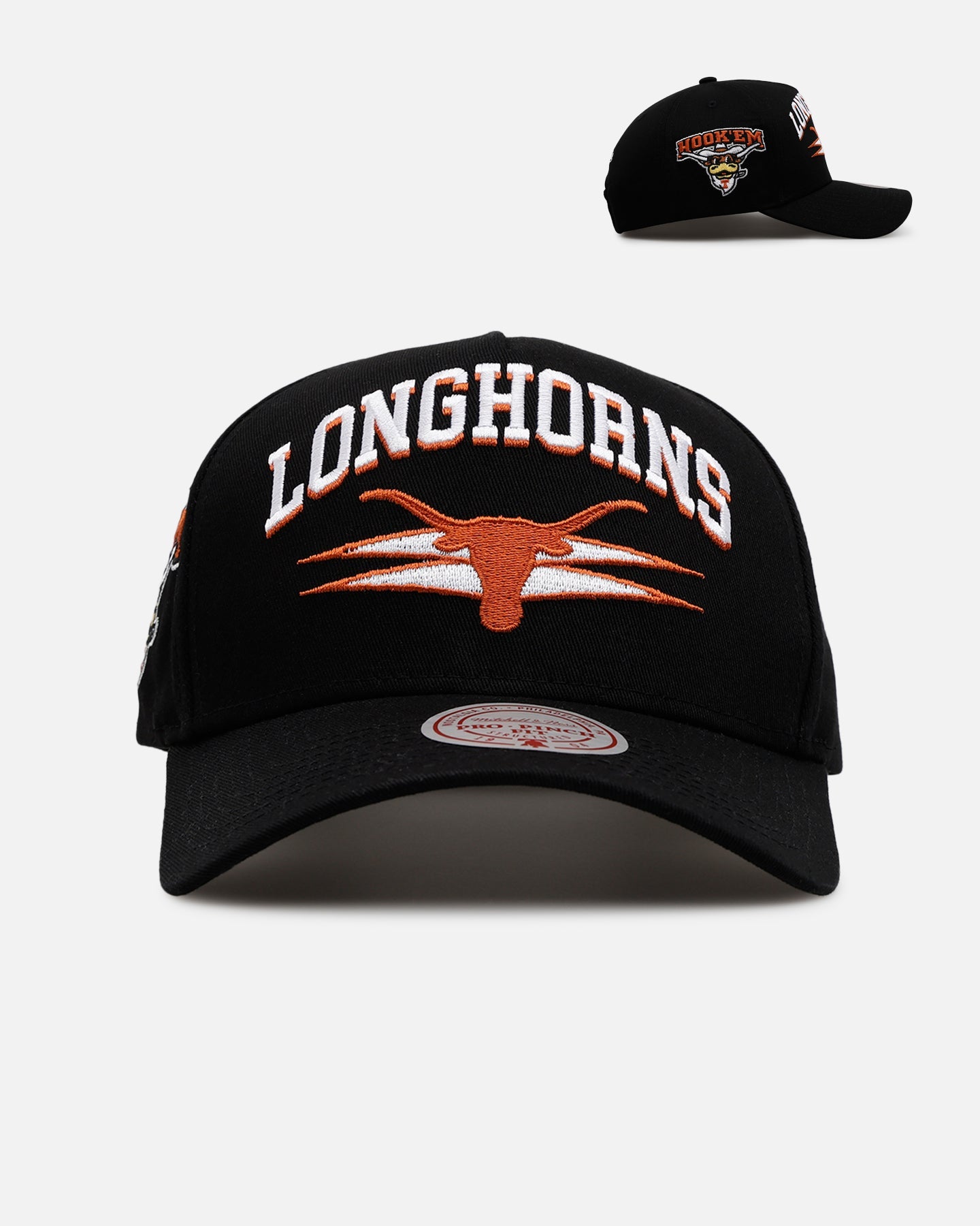 Mitchell & Mess Texas Longhorns 'Shadow Script' Pro Pinch Snapback Black