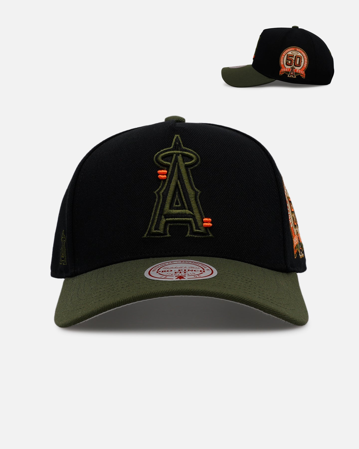 Mitchell & Ness Los Angeles Angels 'Olive Cargos' Pro Pinch Snapback Olive/Black