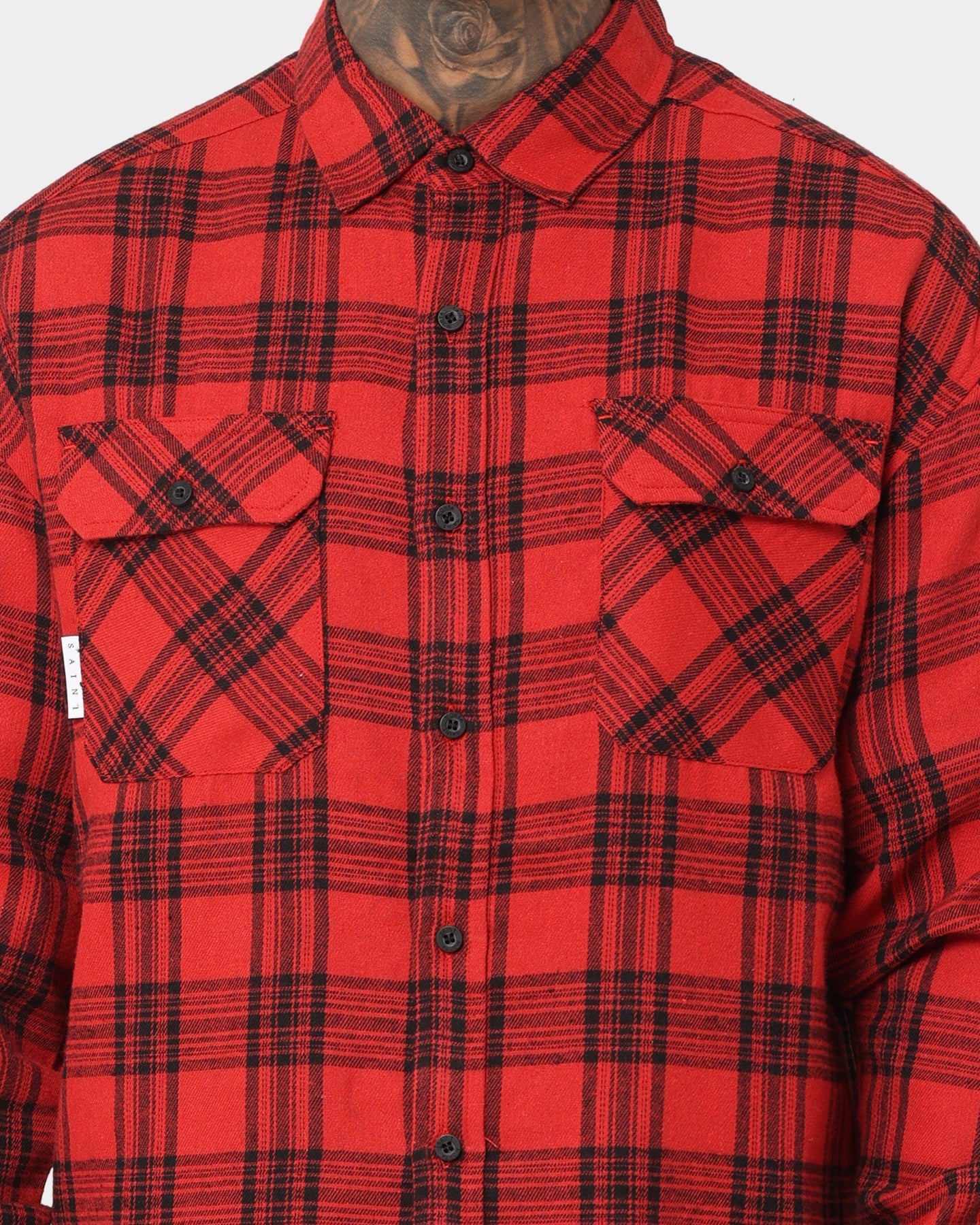 Saint Morta Flow Long Sleeve Flannel Shirt Red/Black