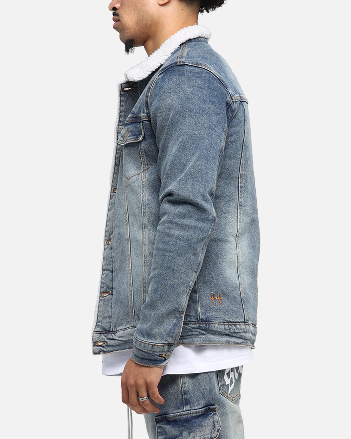 Saint Morta Sherpa Denim Jacket Dirty Denim