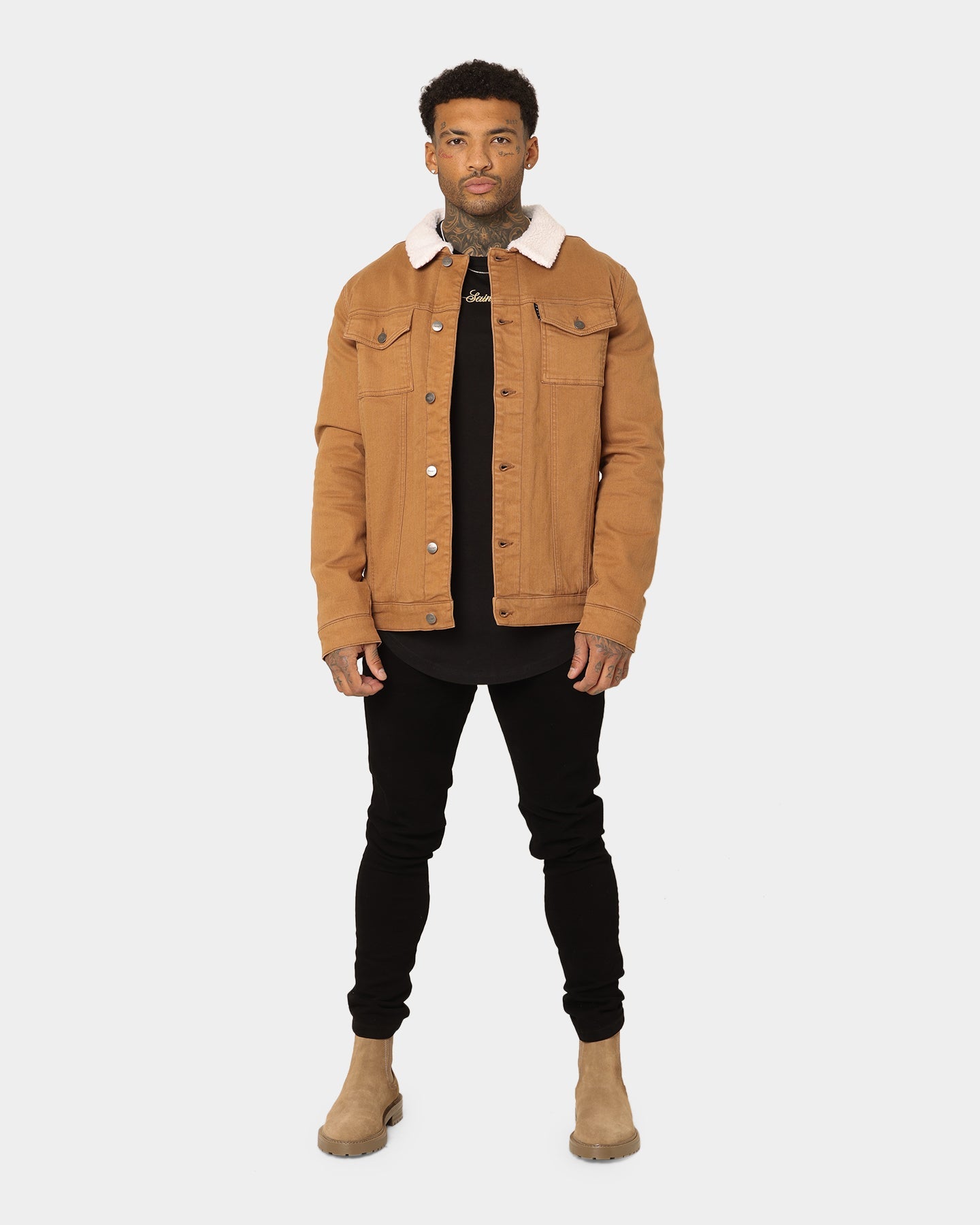 Saint Morta Sherpa Denim Jacket Tan/Cream