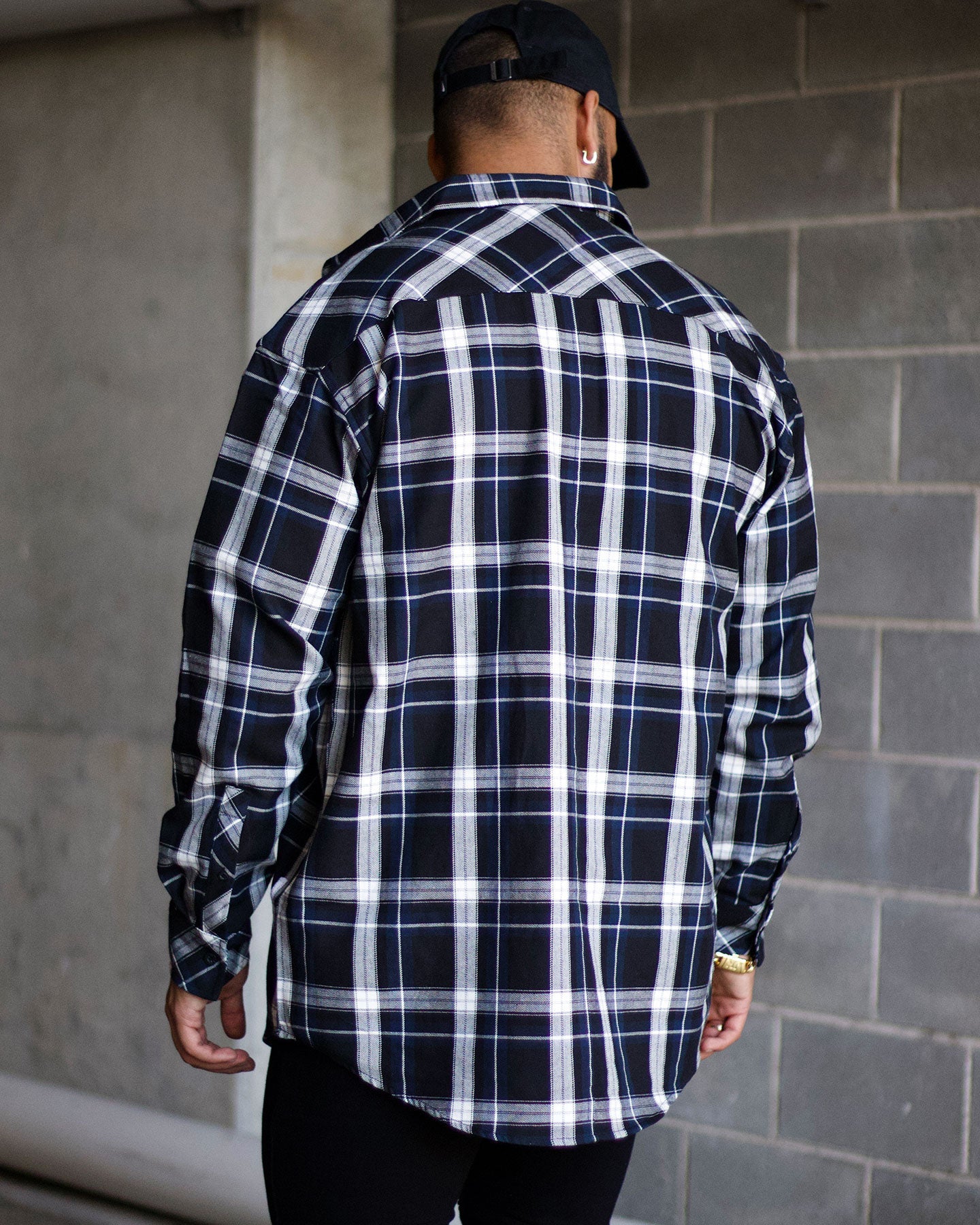 Saint Morta Men's Prima Long Sleeve Flannel Shirt Navy/Black/White