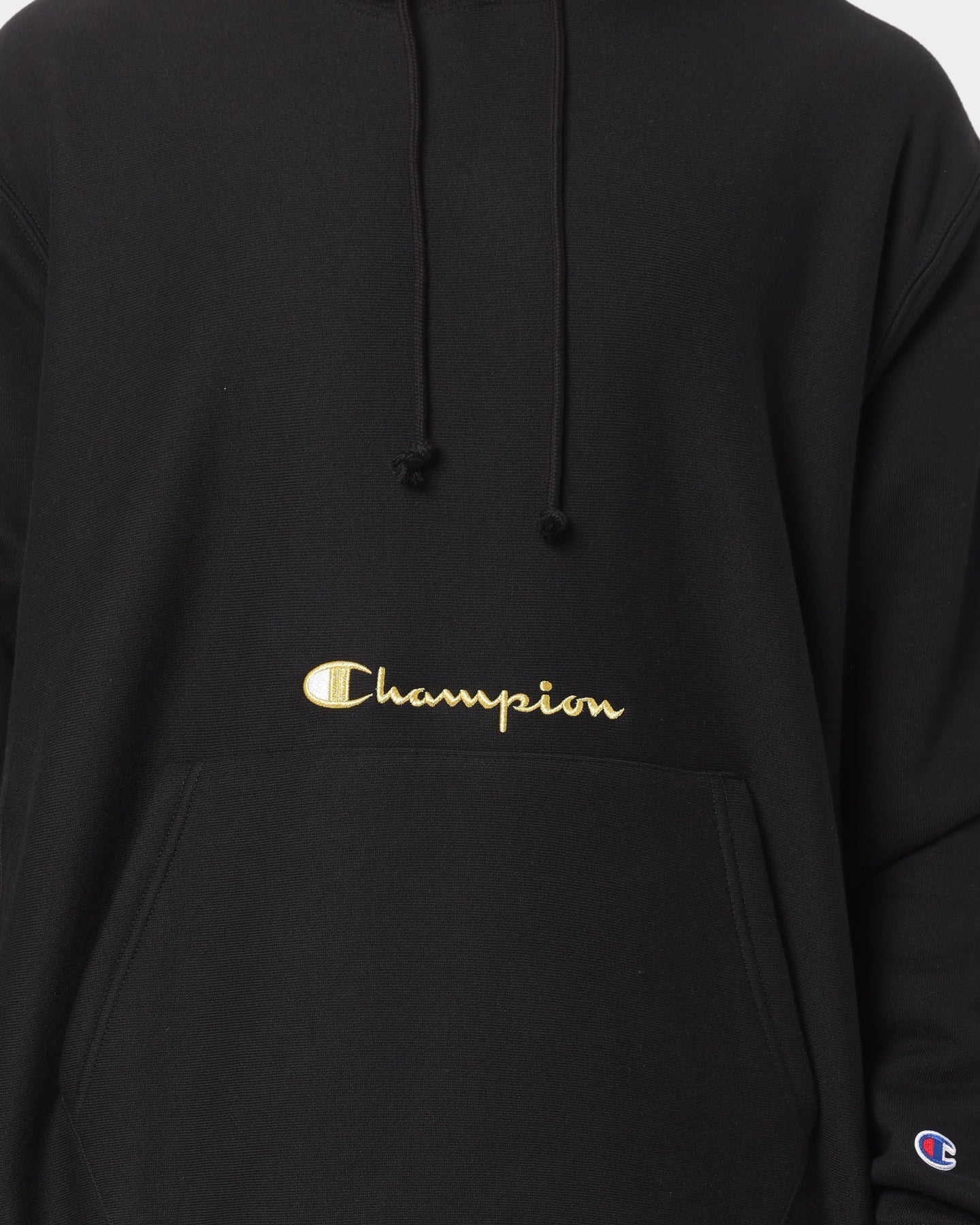 Champion Men's Rev Weave Script Hoodie Black/Gold