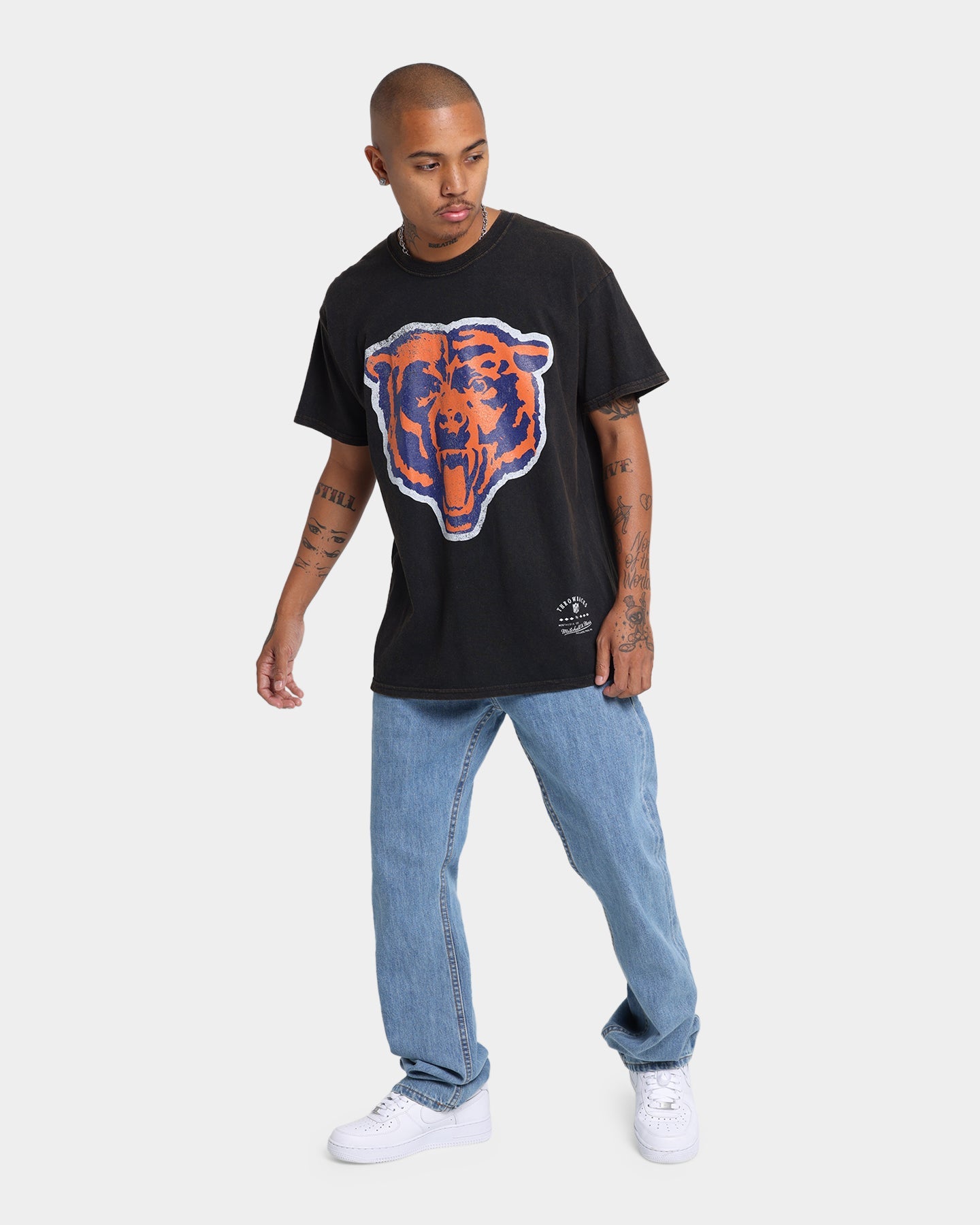 Mitchell & Ness Chicago Bears Oversized Logo Short Sleeve Vintage T-Shirt Vintage Black