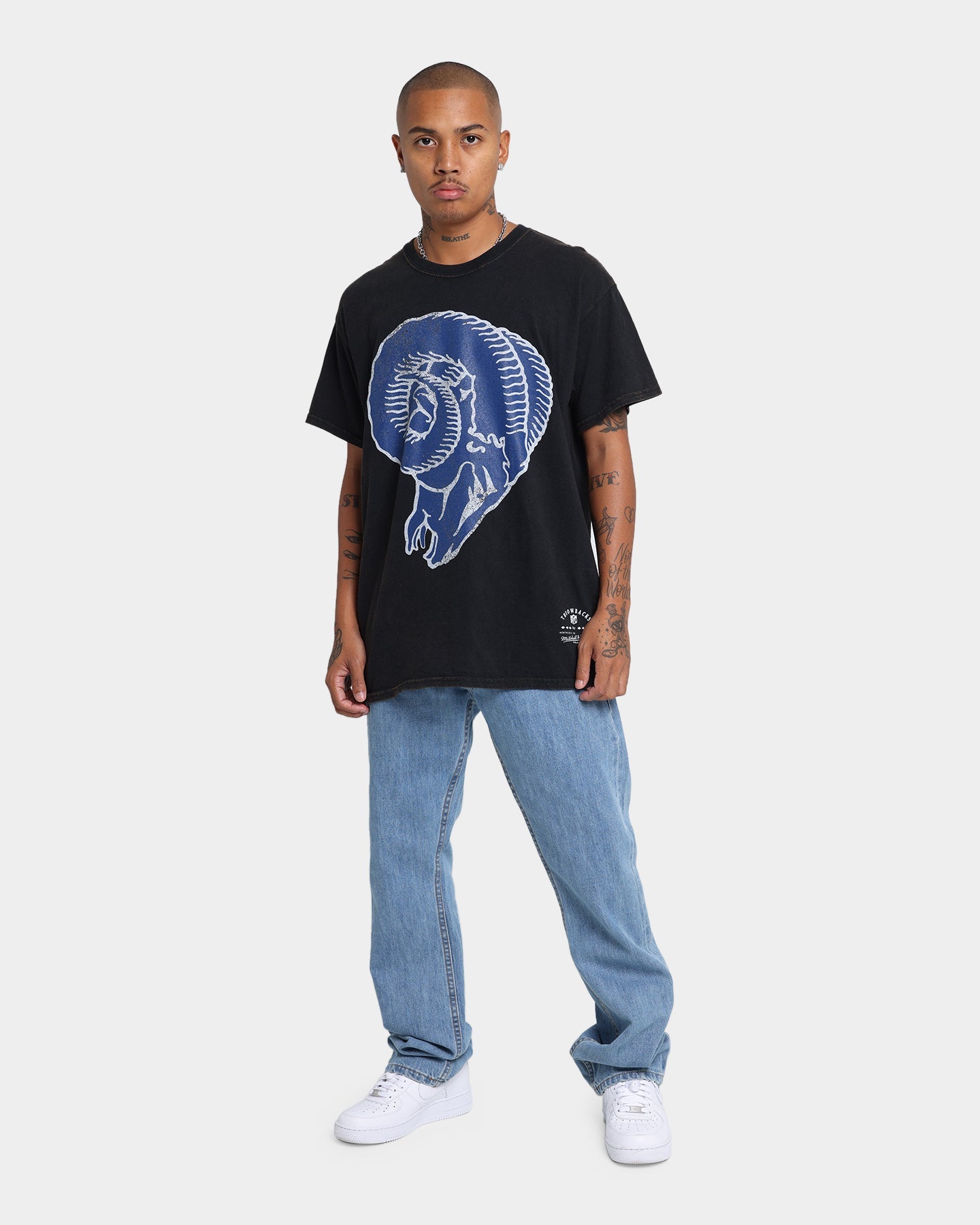 Mitchell & Ness Los Angeles Rams Oversized Logo Short Sleeve Vintage T-Shirt Vintage Black