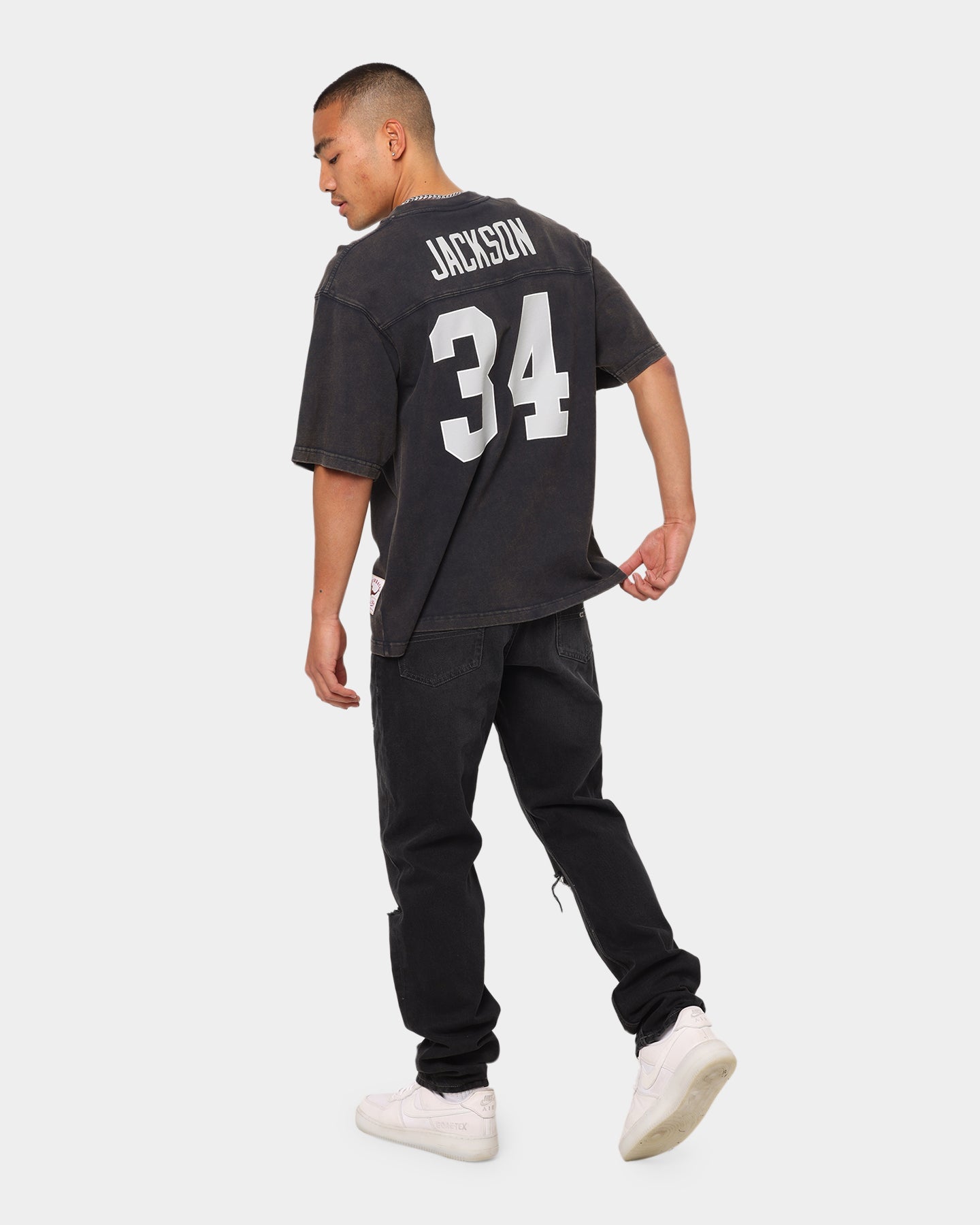 Mitchell Raiders Off Field Helmet Vintage T-Shirt Faded Black