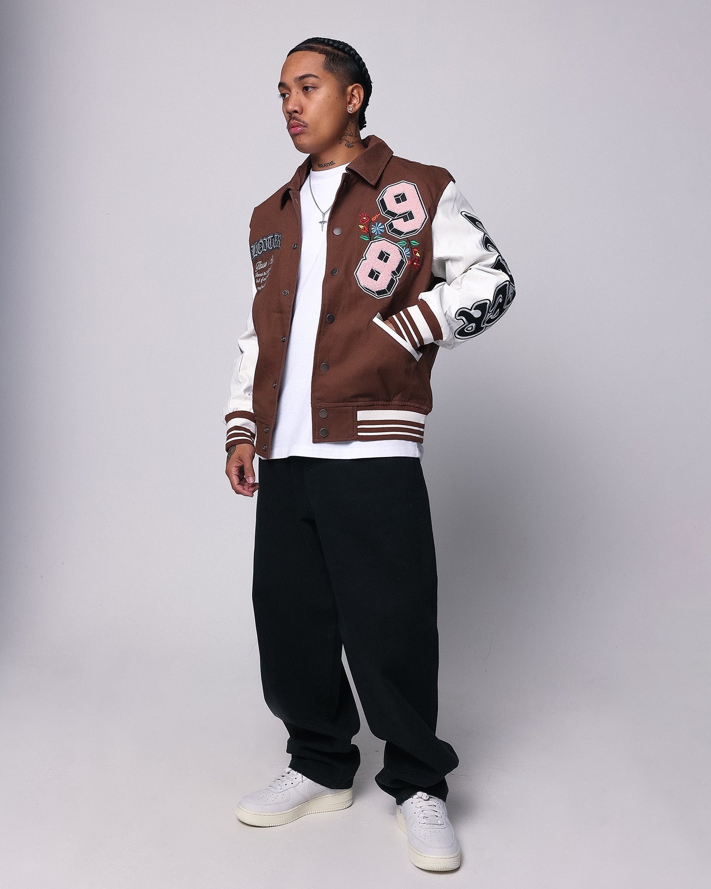 Loiter Flaws Varsity Jacket Brown/Off White