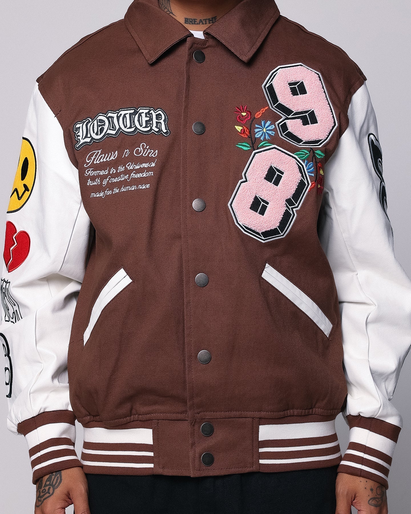Loiter Flaws Varsity Jacket Brown/Off White