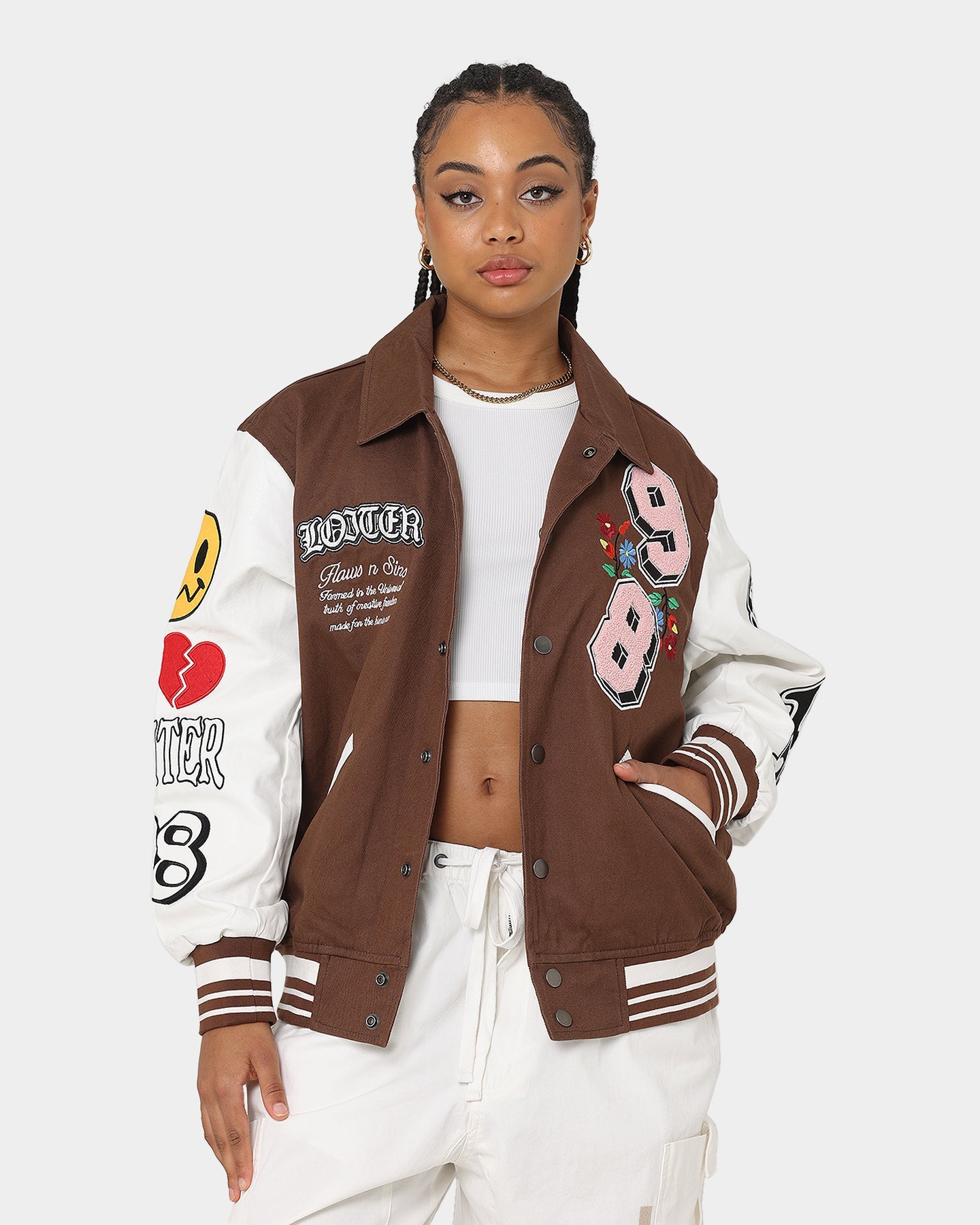 Loiter Flaws Varsity Jacket Brown/Off White