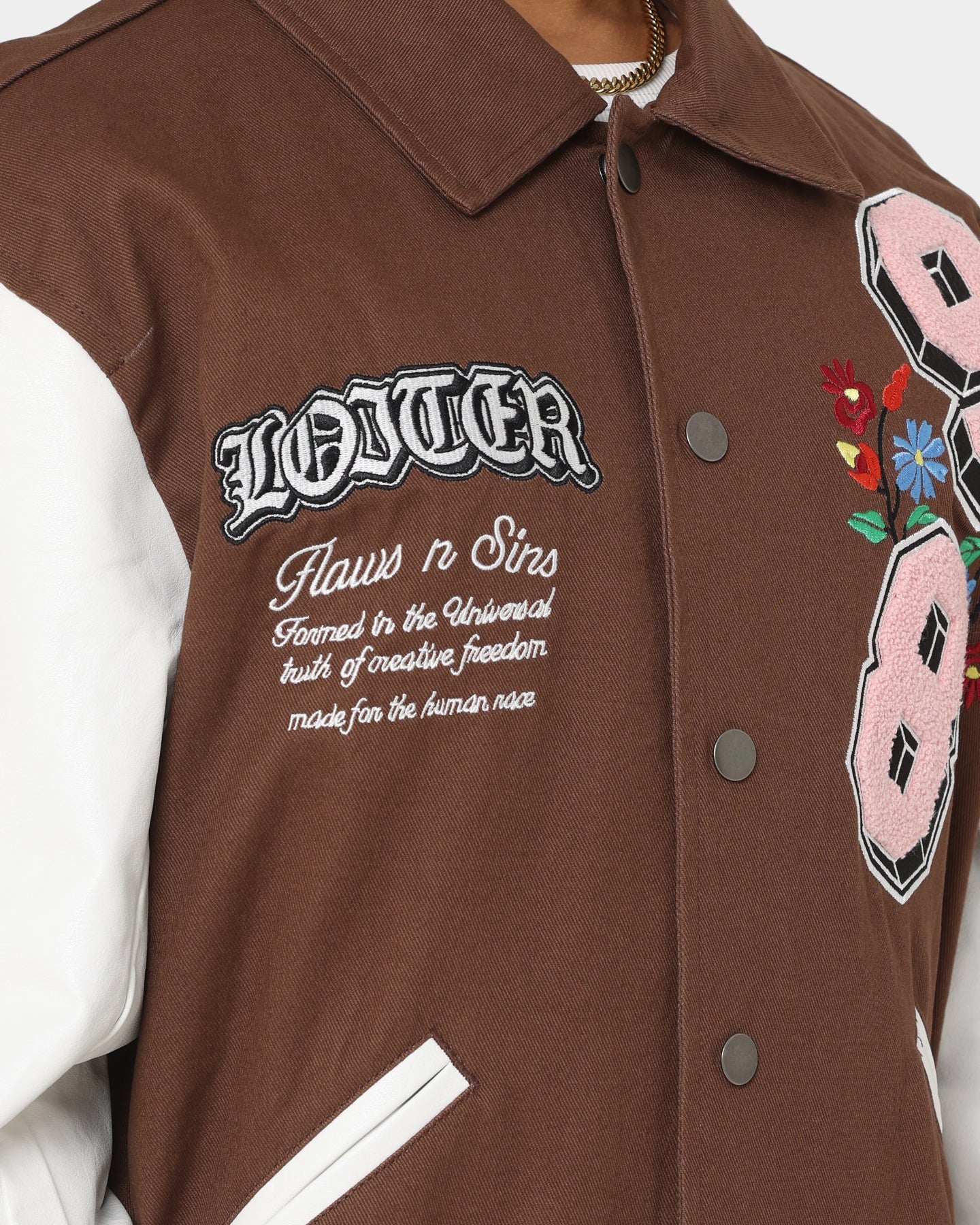 Loiter Flaws Varsity Jacket Brown/Off White