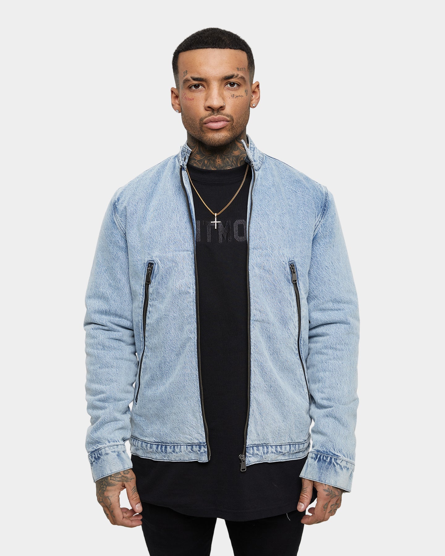 Saint Morta Cremallera Denim Jacket Bleach Blue
