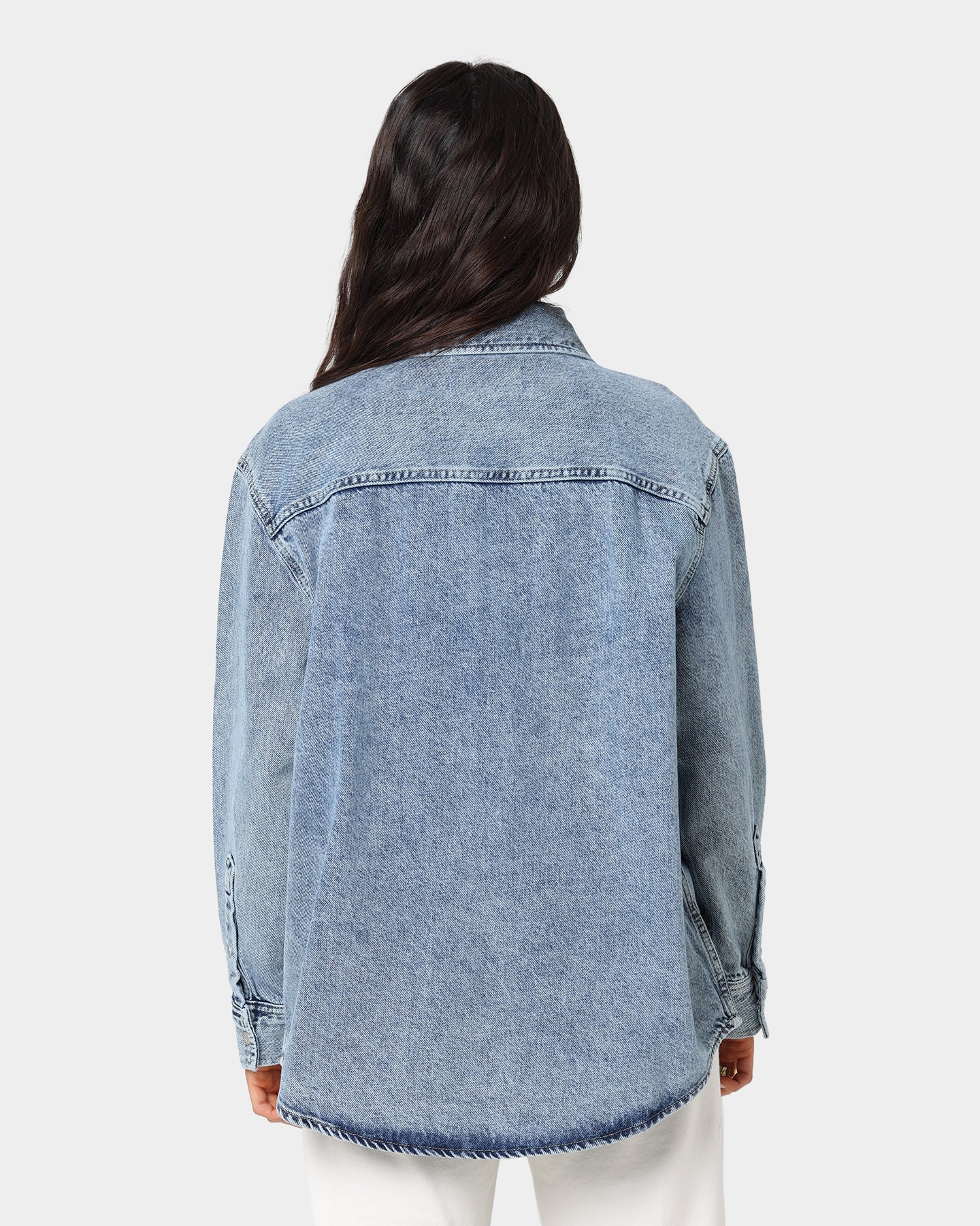 Calvin Klein Women's Shirt Jacket Denim Light