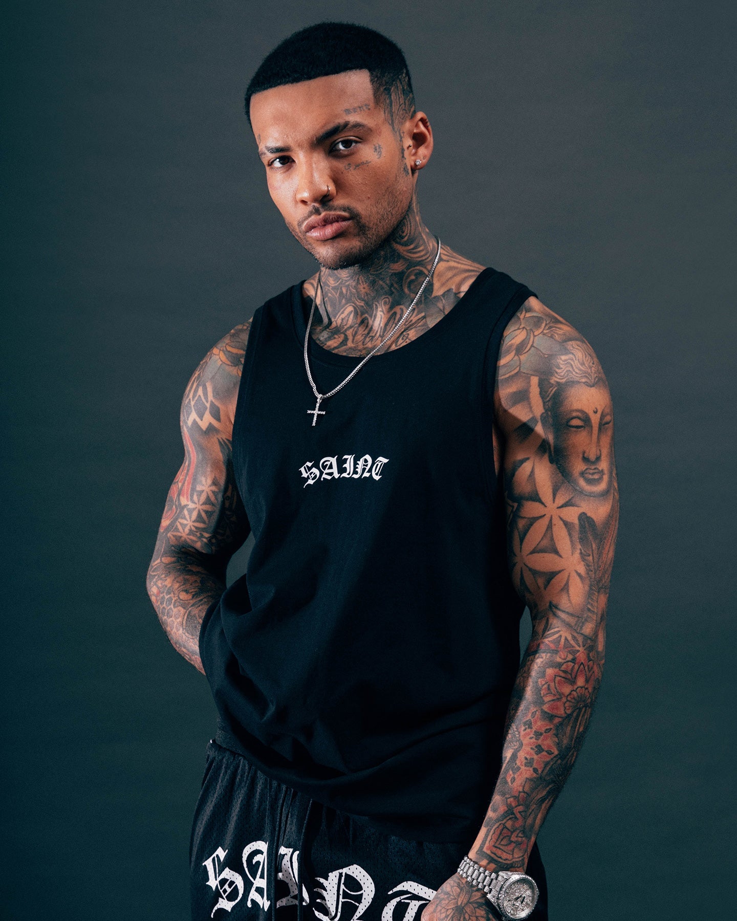 Saint Morta Day Of The Dead Singlet Black/White