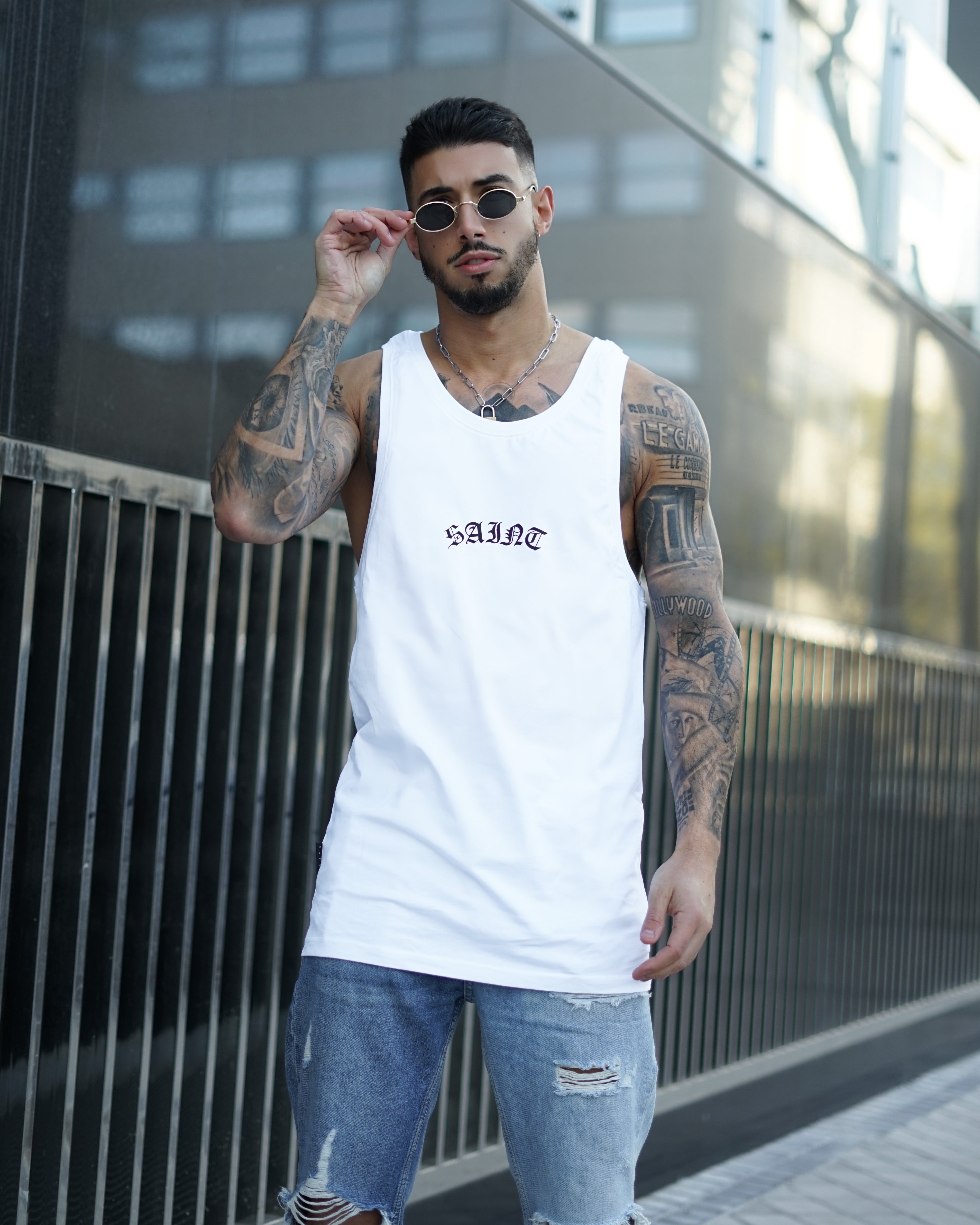 Saint Morta Day Of The Dead Singlet White/Black