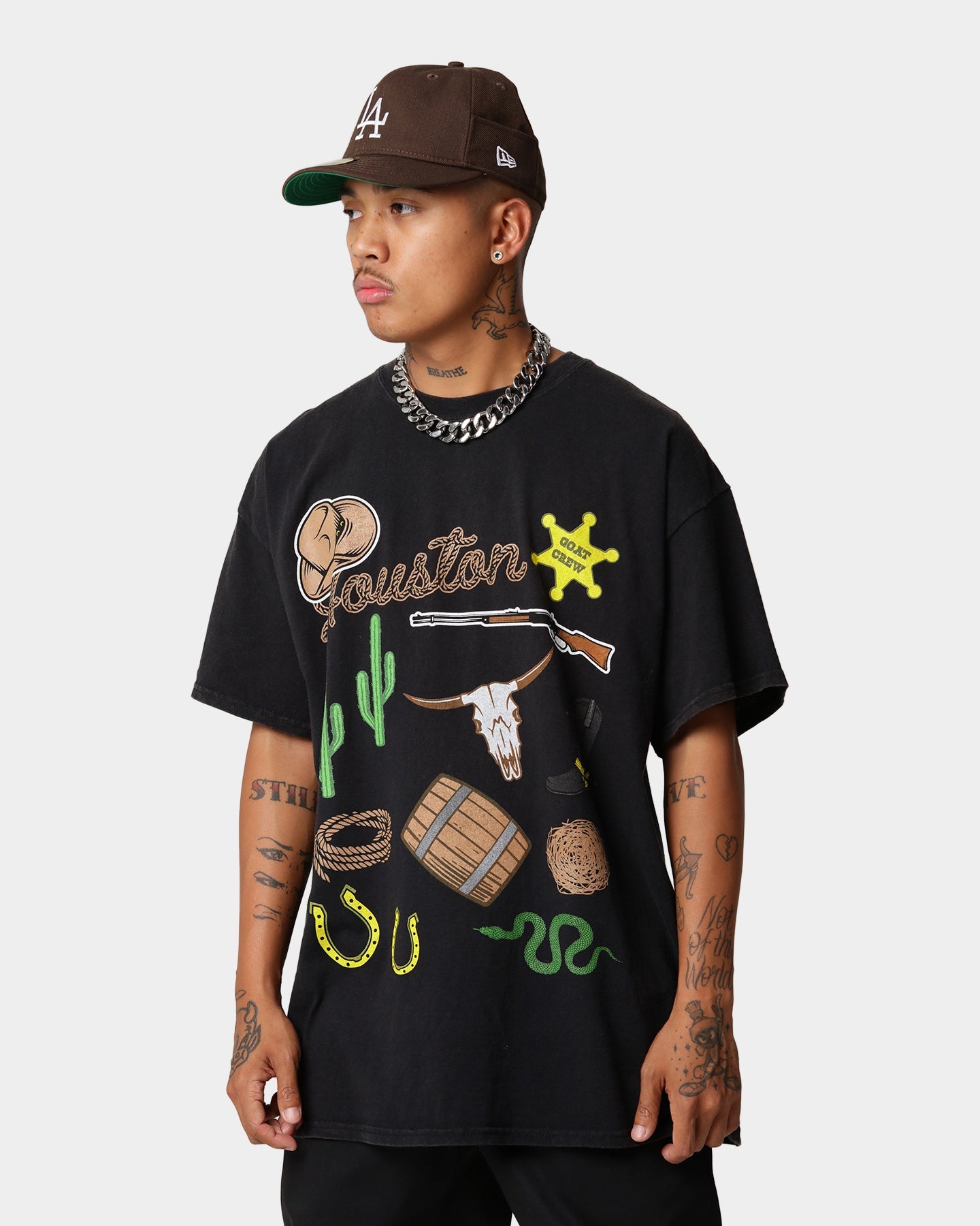 Goat Crew All Over Houston Vintage T-Shirt Black Wash