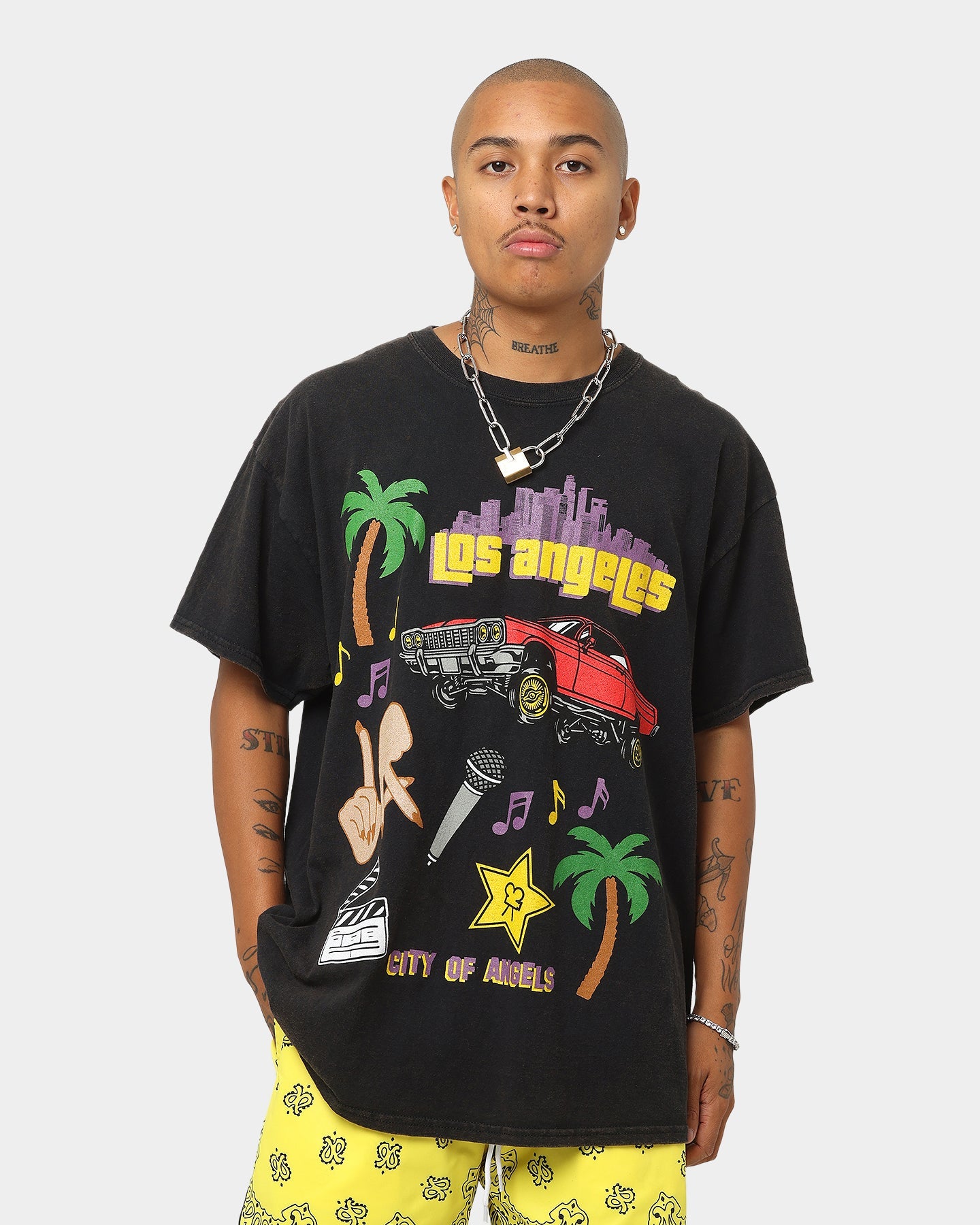 Goat Crew All Over Los Angeles Vintage T-Shirt Black Wash