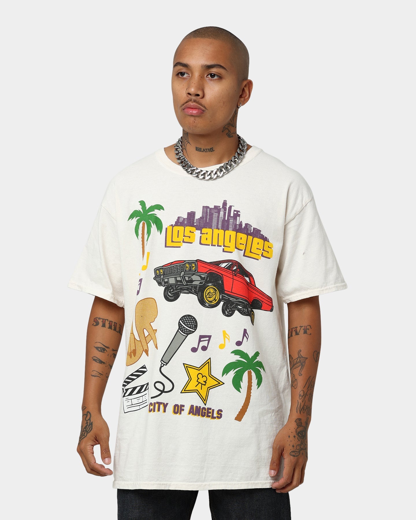 Goat Crew All Over Los Angeles Vintage T-Shirt Off White