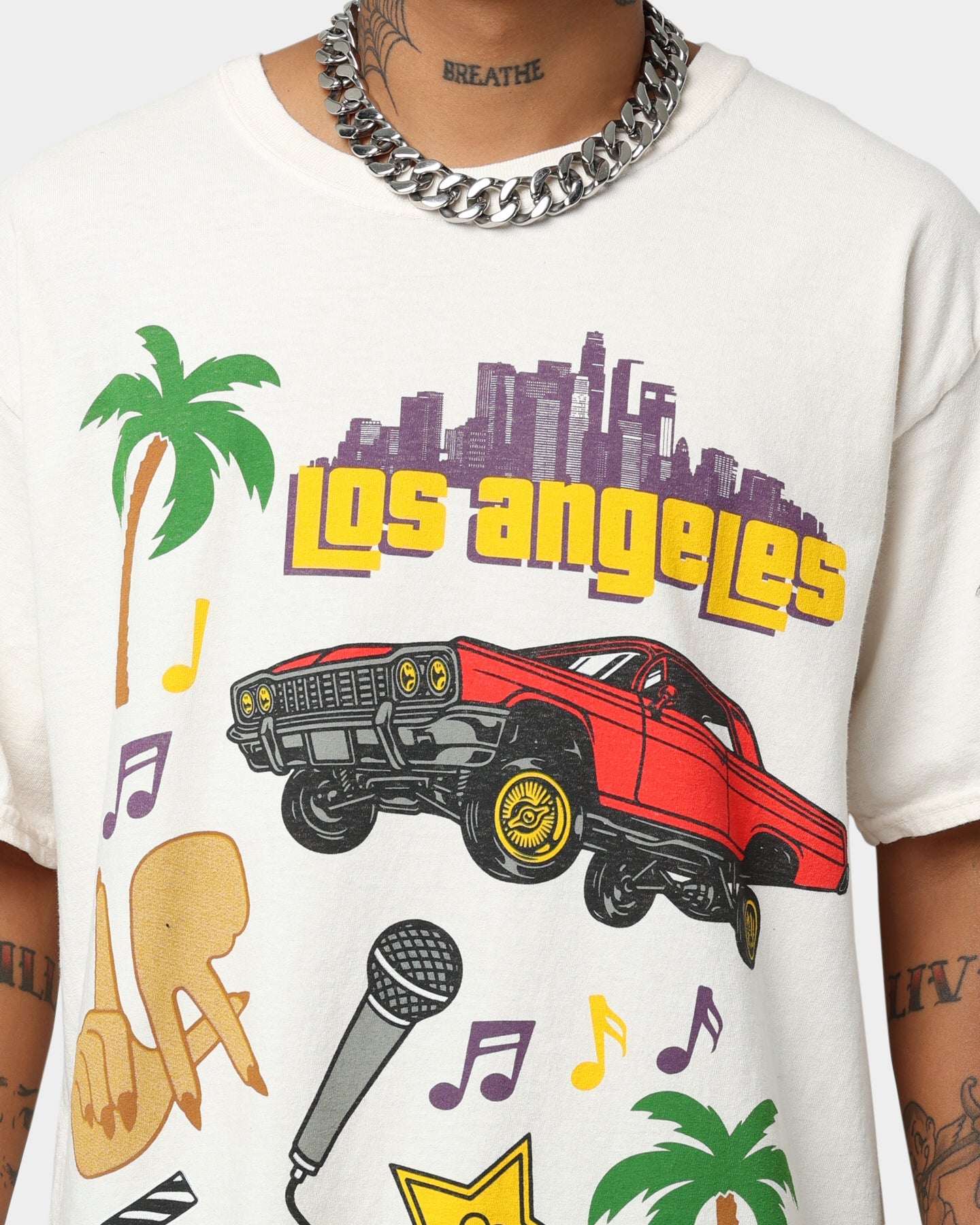 Goat Crew All Over Los Angeles Vintage T-Shirt Off White