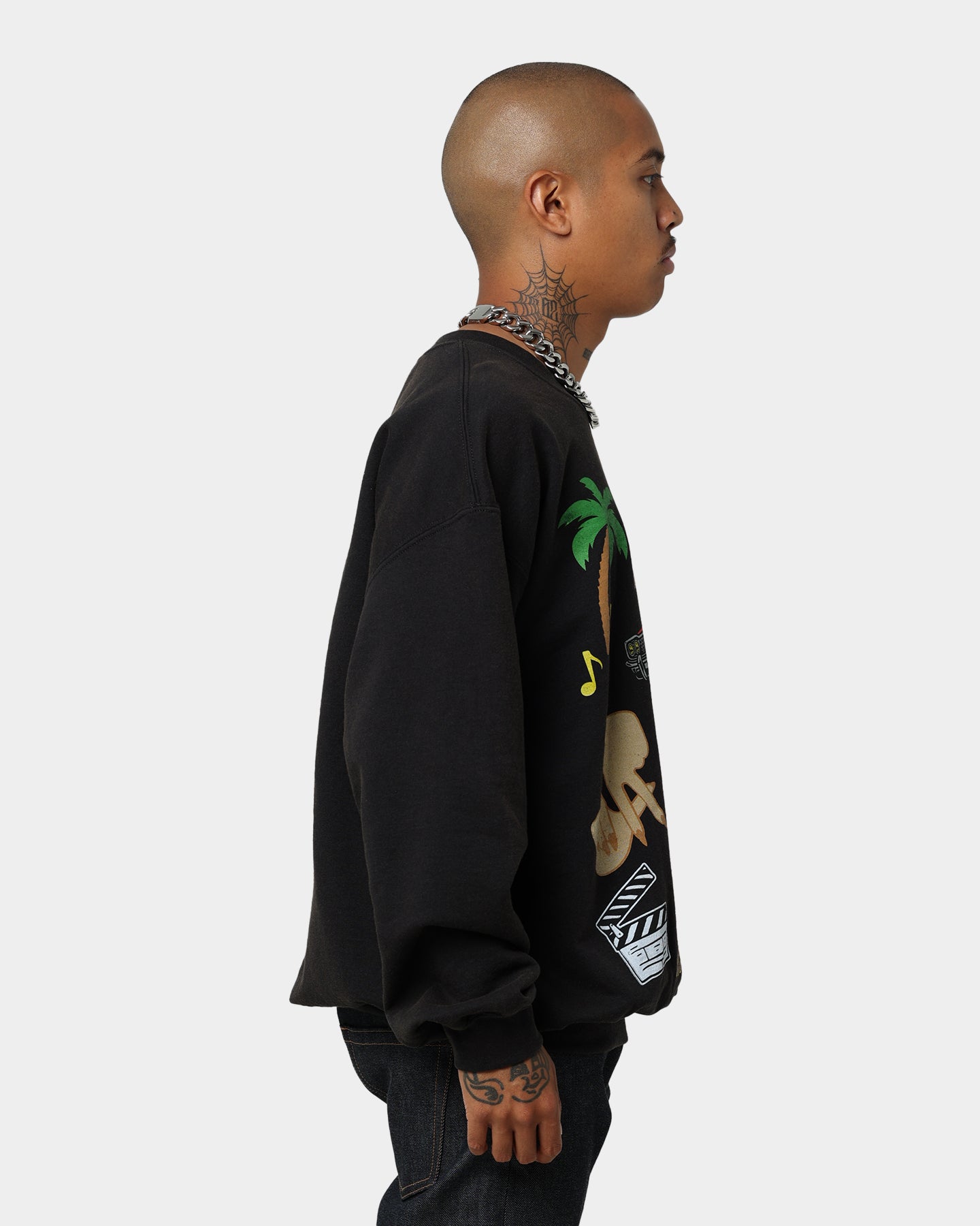 Goat Crew All Over Los Angeles Vintage Crewneck Black