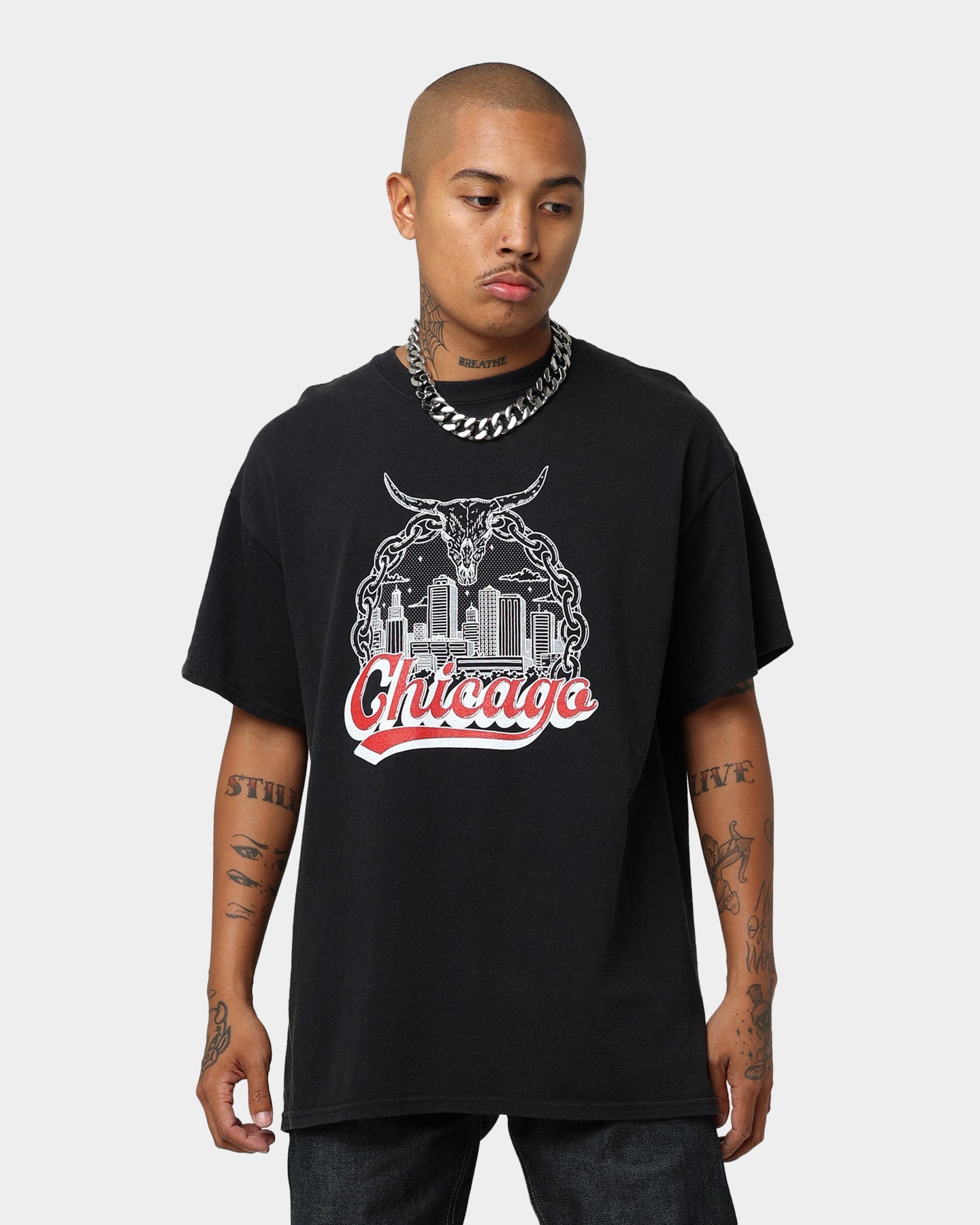Goat Crew Chicago Drawing Vintage T-Shirt Black Wash