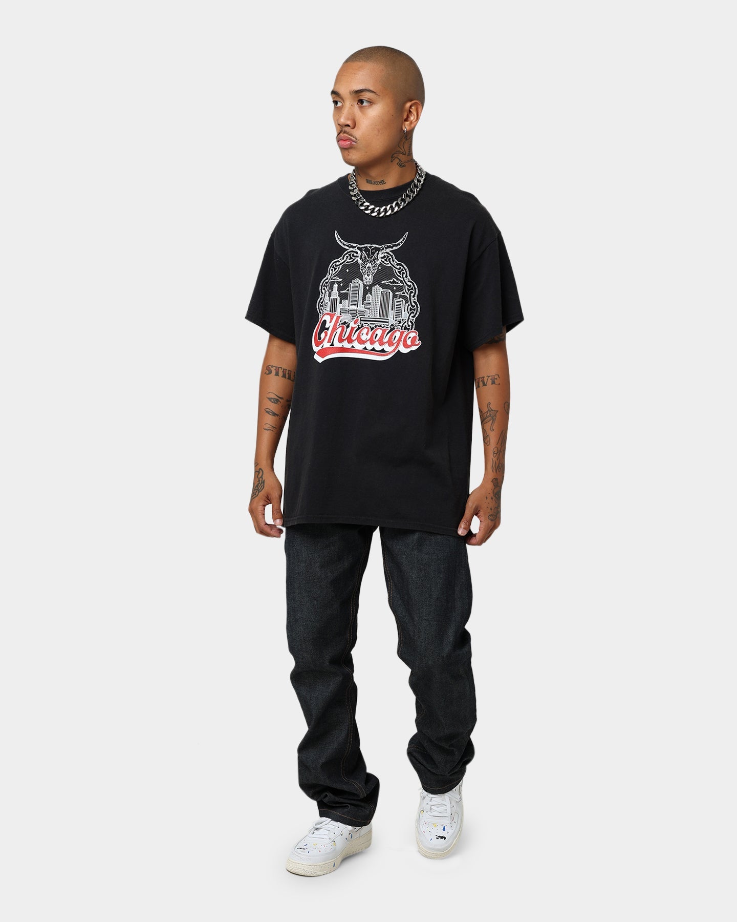 Goat Crew Chicago Drawing Vintage T-Shirt Black Wash