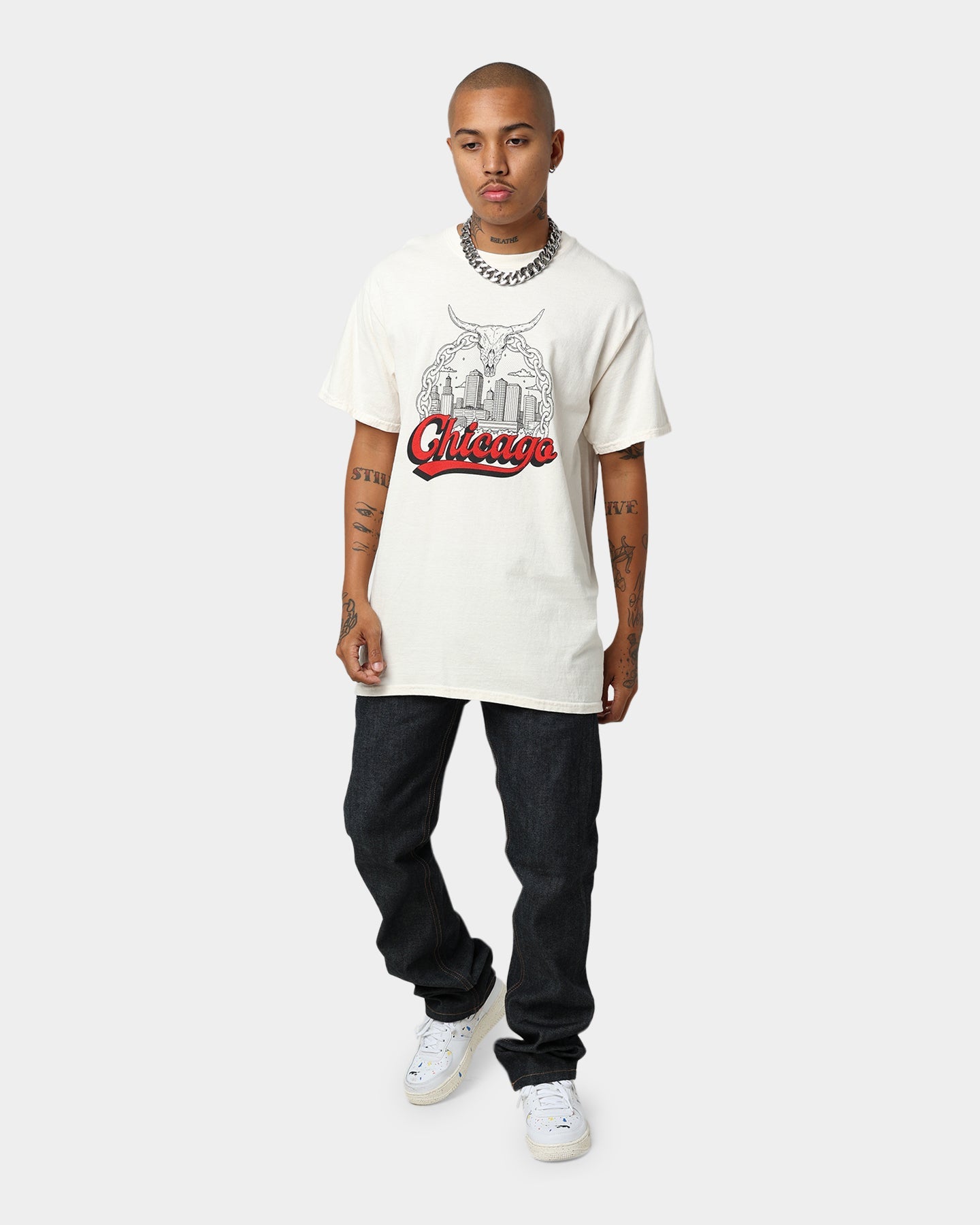 Goat Crew Chicago Drawing Vintage T-Shirt Off White