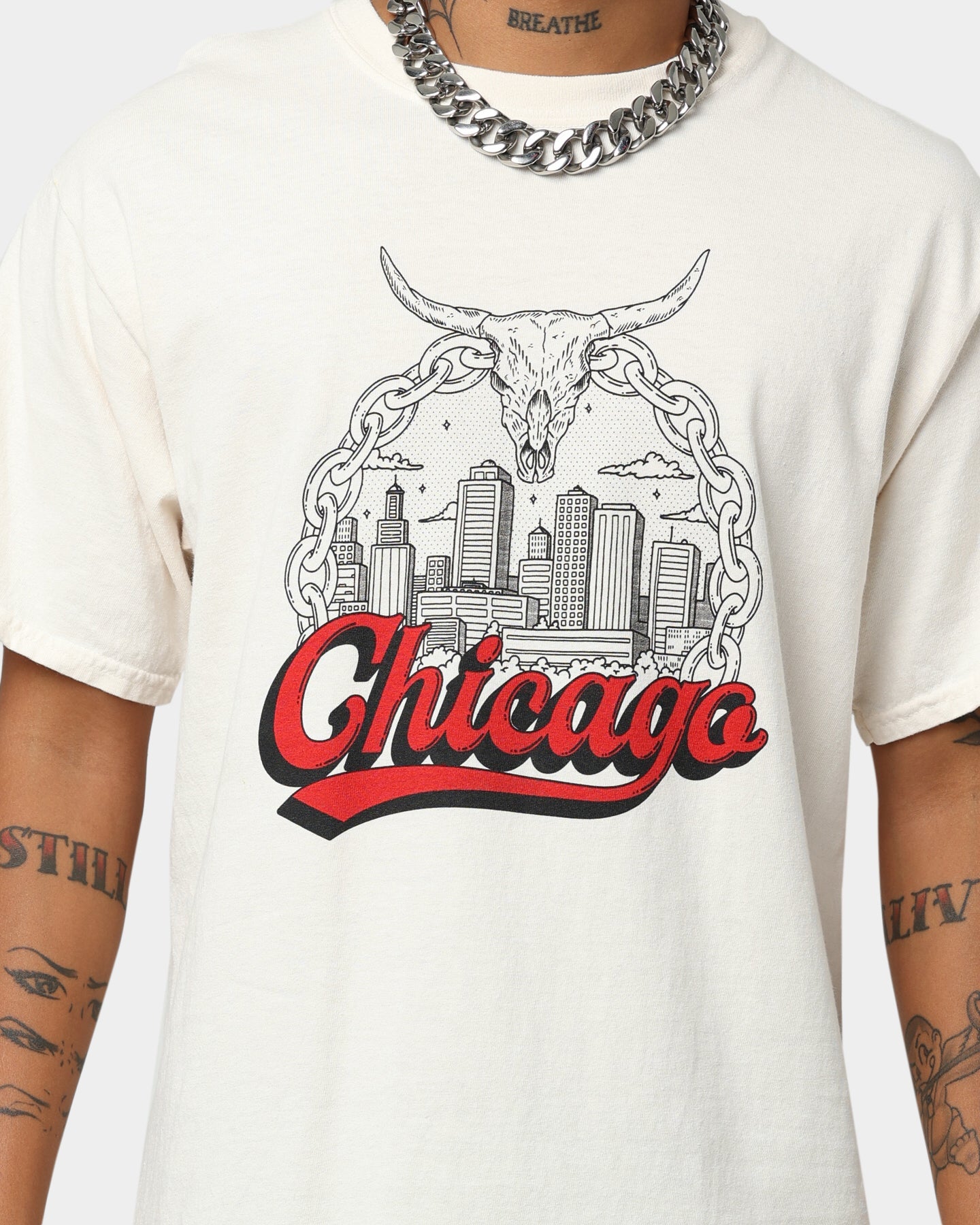 Goat Crew Chicago Drawing Vintage T-Shirt Off White
