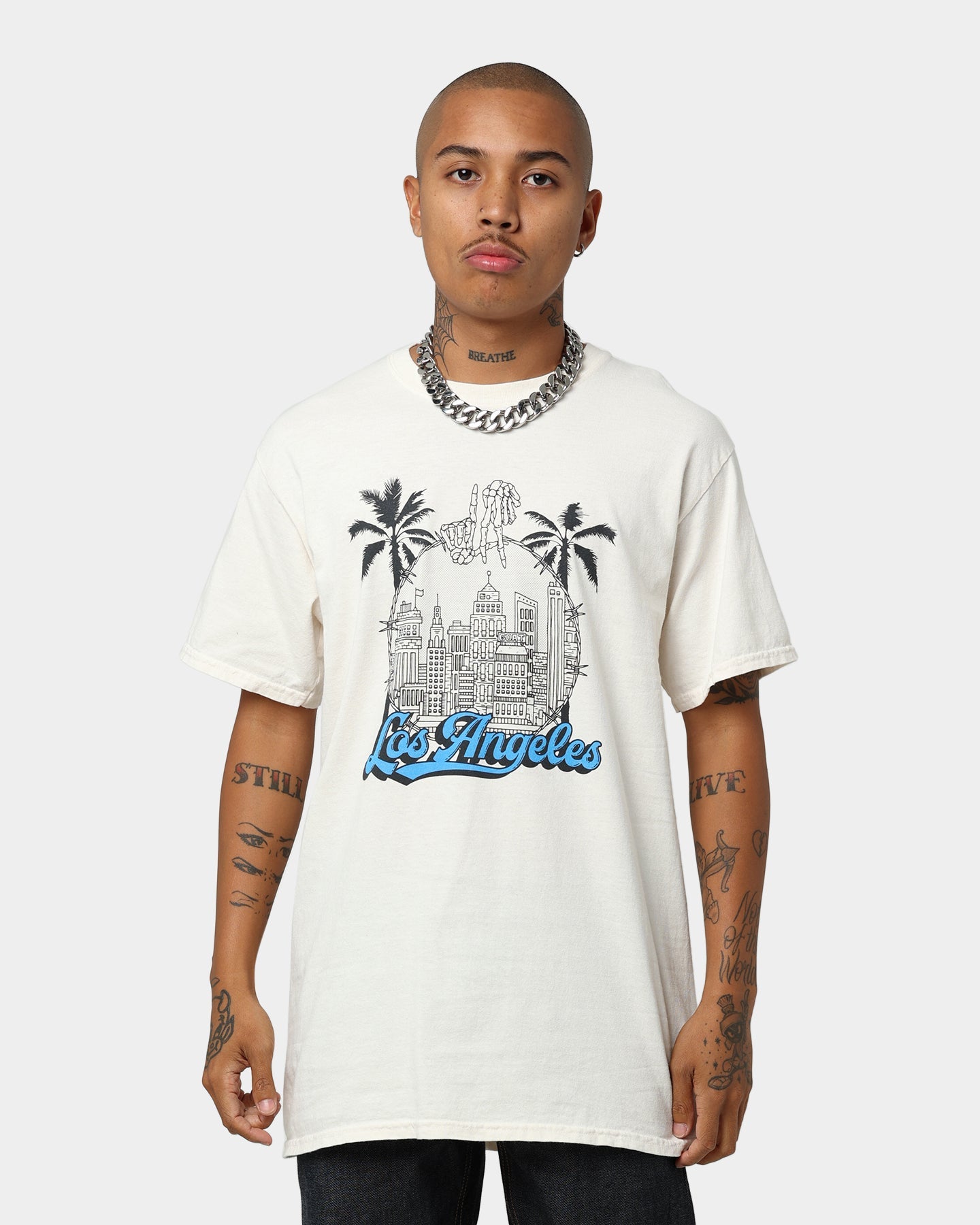 Goat Crew Los Angeles Drawing Vintage T-Shirt Off White
