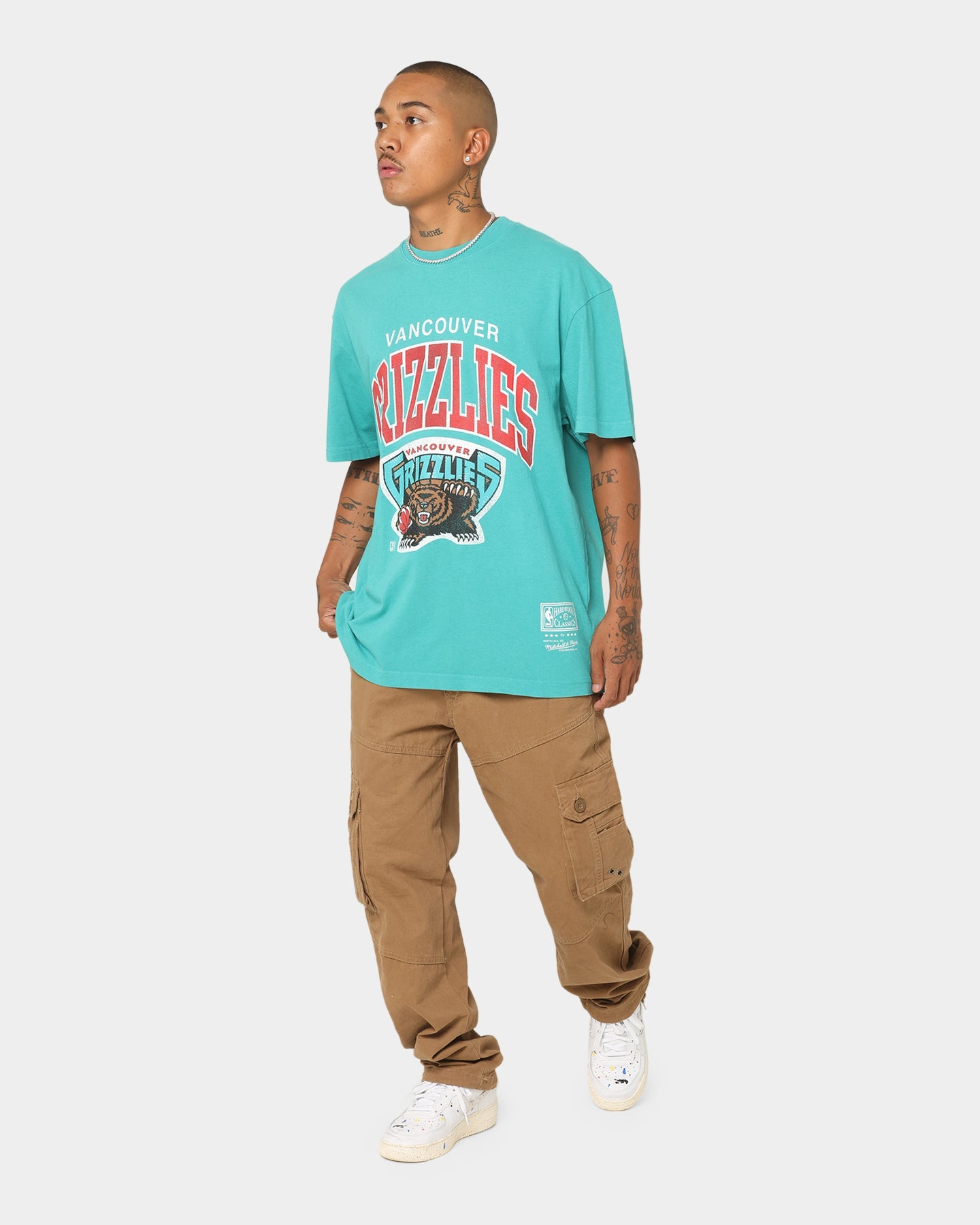Mitchell & Ness Vancouver Grizzlies XL Arch Vintage T-Shirt Faded Teal