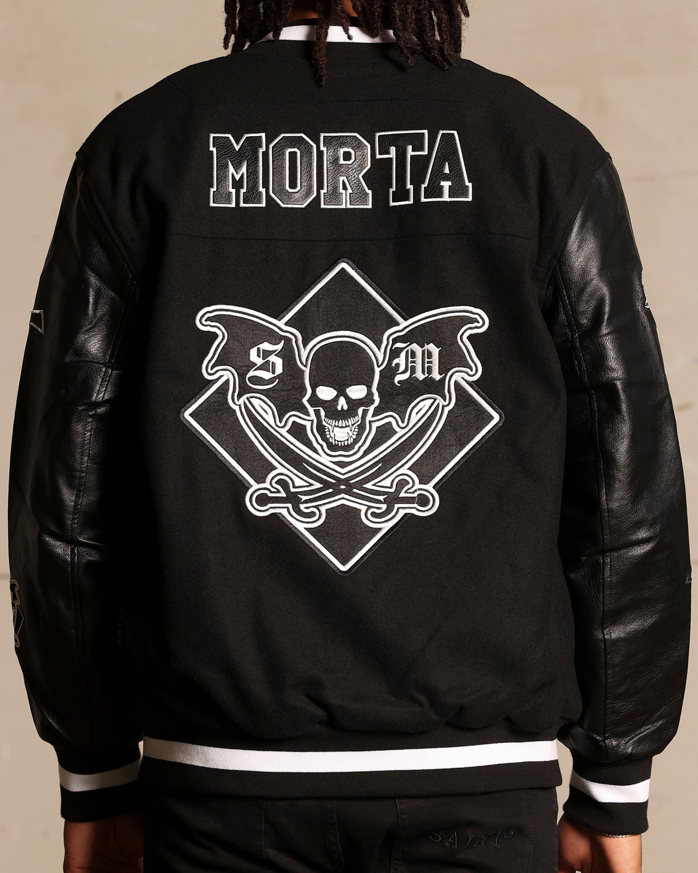 Saint Morta Graveyard Varsity Jacket Black/White