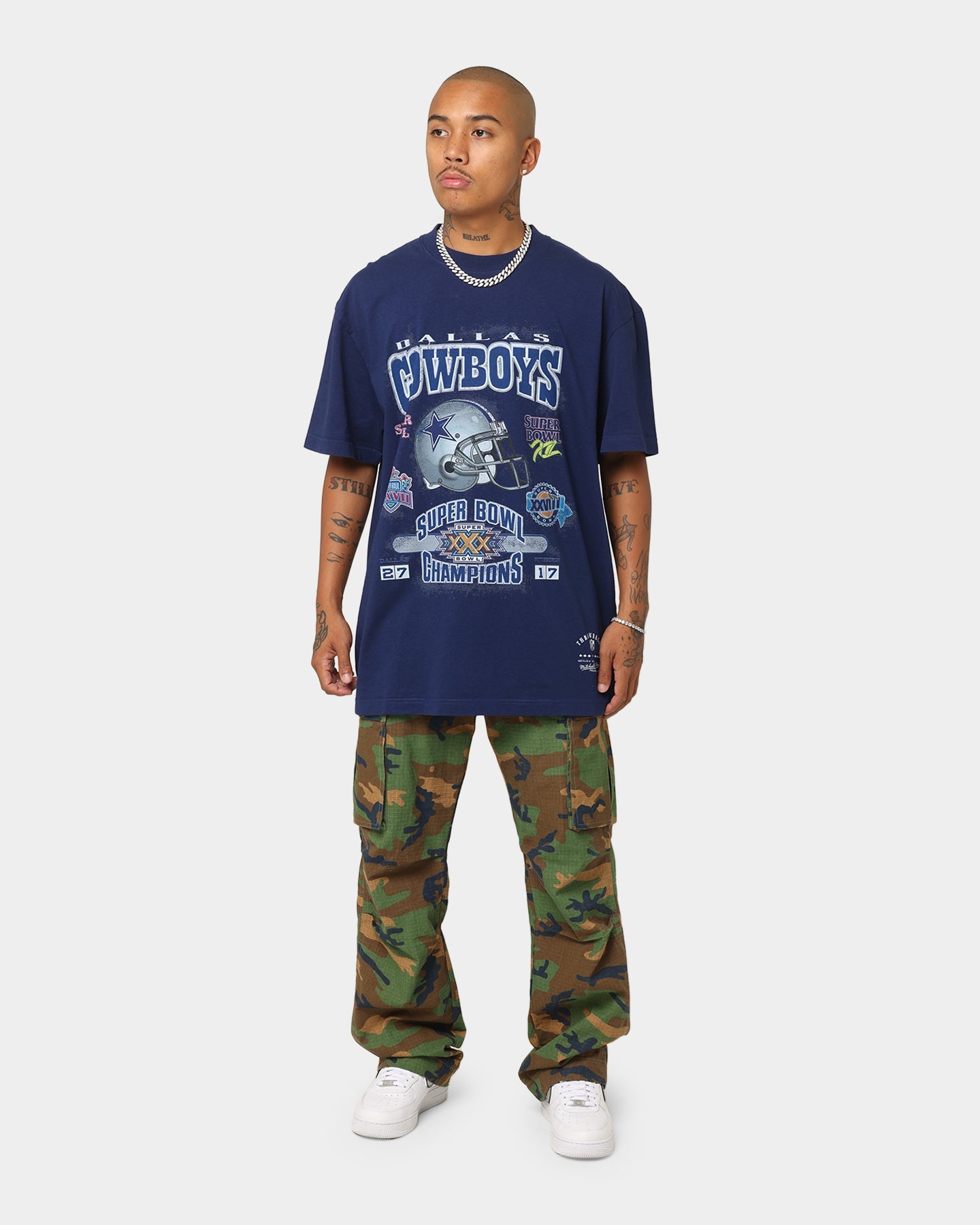 Mitchell & Ness Dallas Cowboys 5 Time Super Bowl Champions T-Shirt Faded Navy