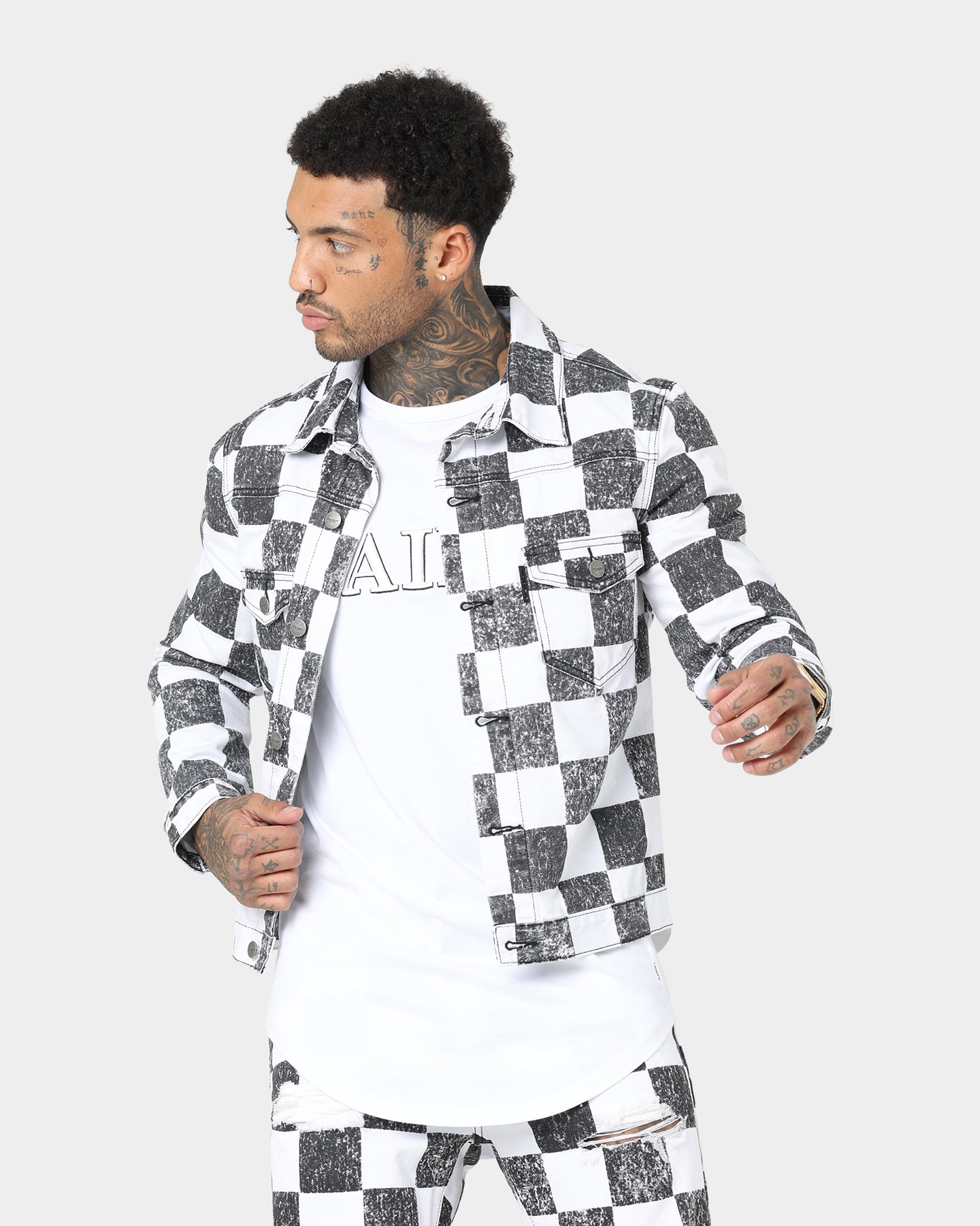 Saint Morta Vintage Checks Denim Jacket White/Black