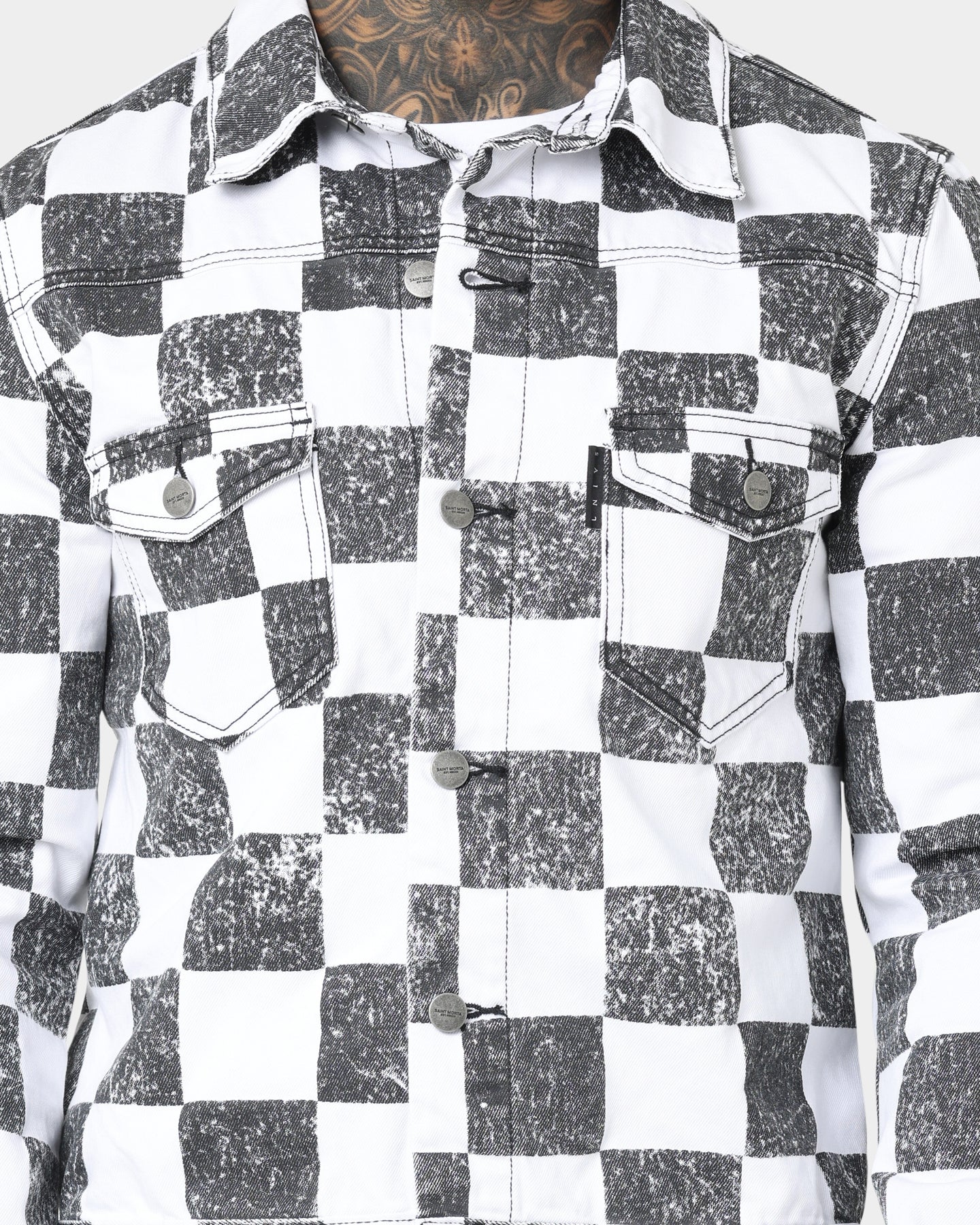 Saint Morta Vintage Checks Denim Jacket White/Black