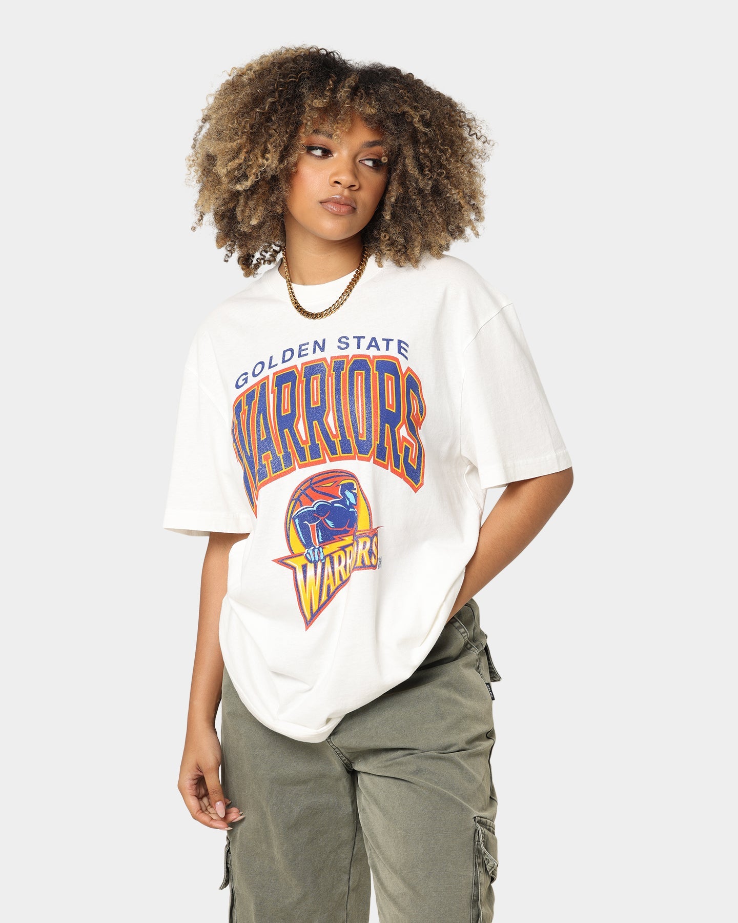 Mitchell & Ness Golden State Warriors XL Arch Vintage T-Shirt Vintage White