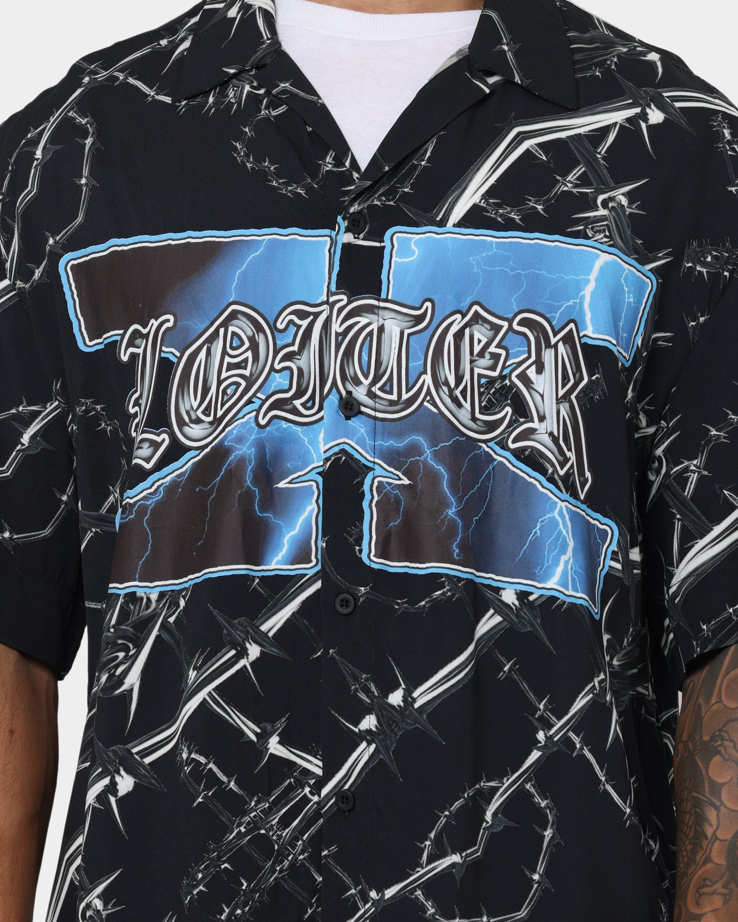 Loiter Frontline Button Up Shirt Black