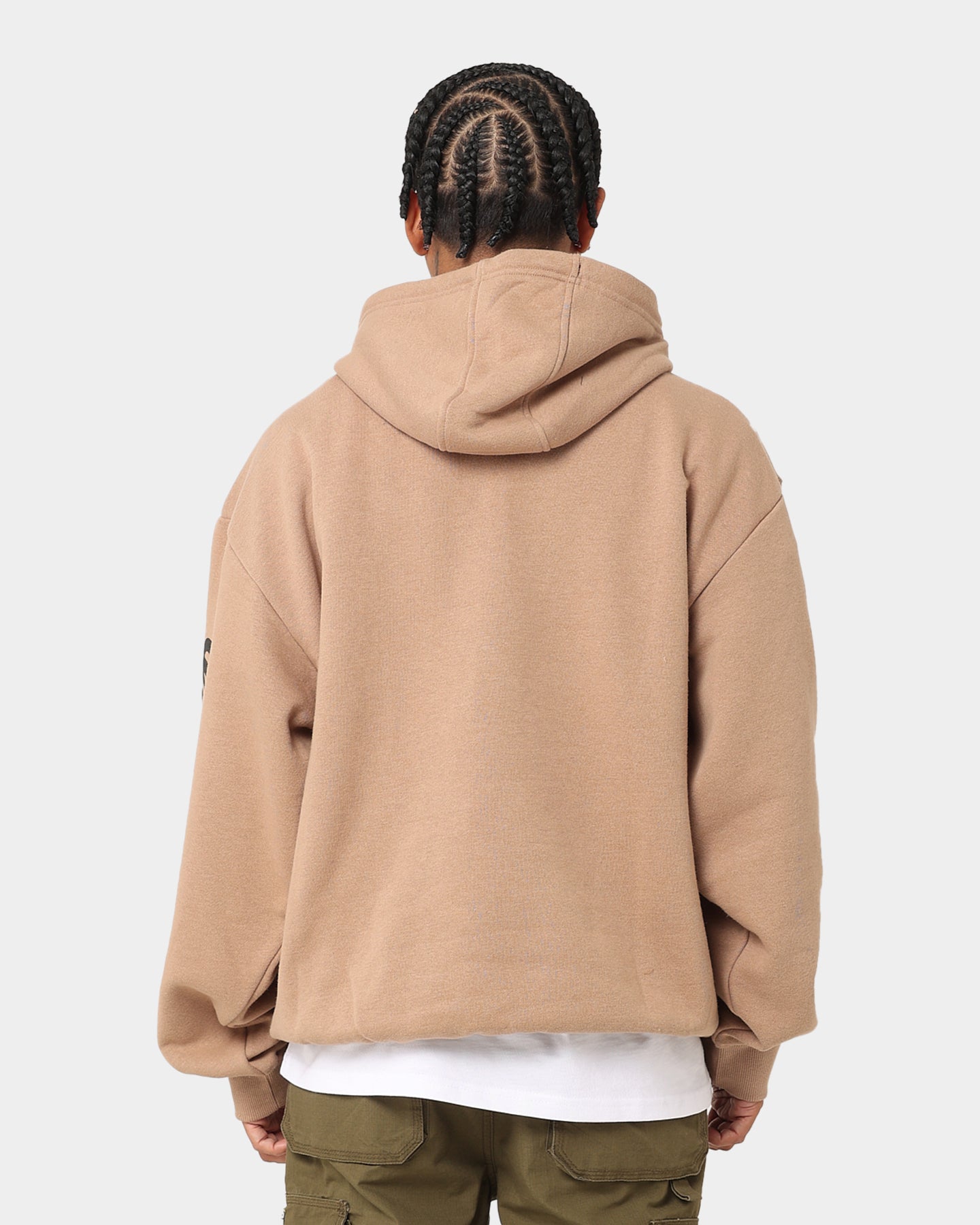 New Era Los Angeles Dodgers Quarter Zip Sleeve Script Hoodie Khaki/Black