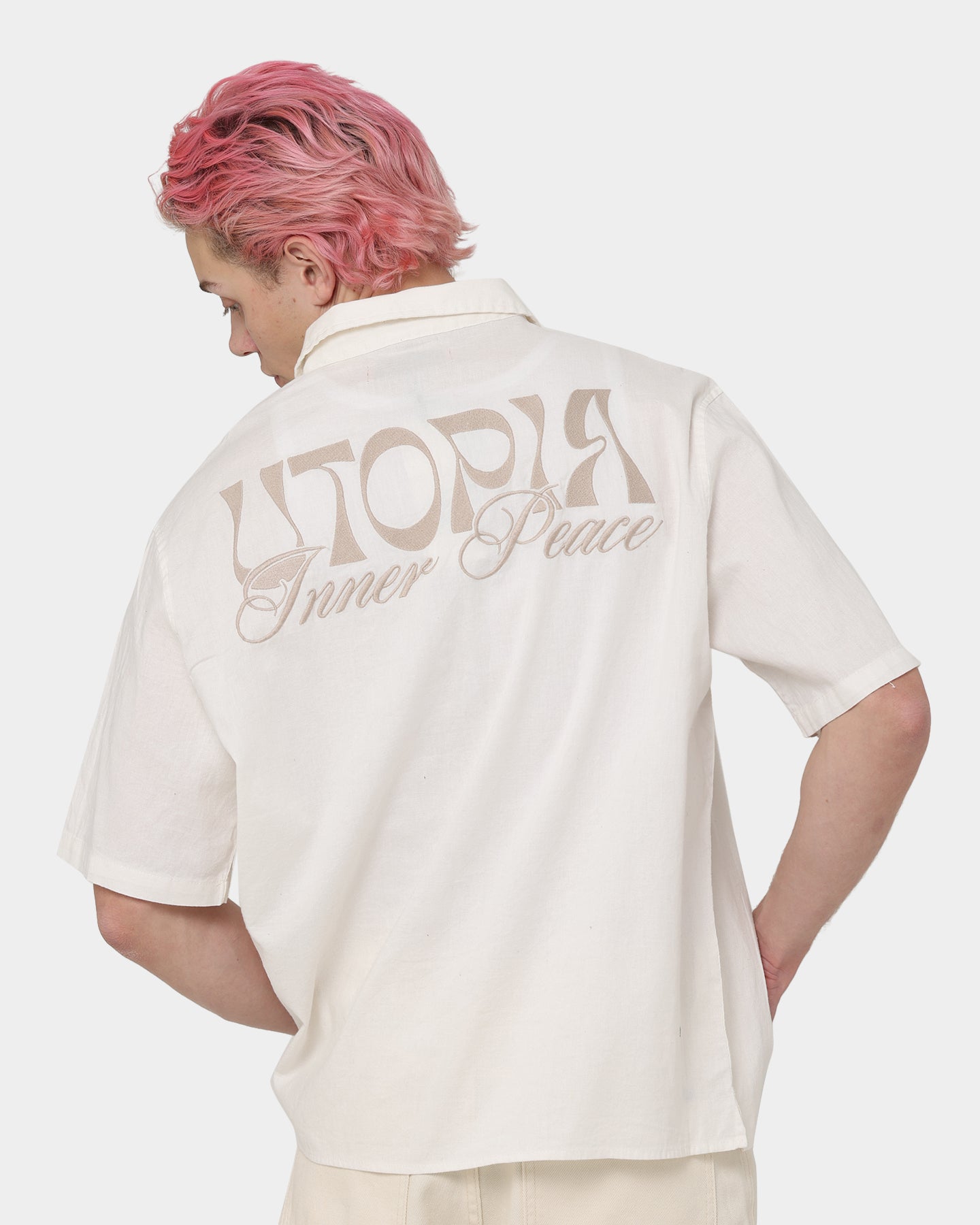 Loiter Utopia Lined Blend Button Up Ecru
