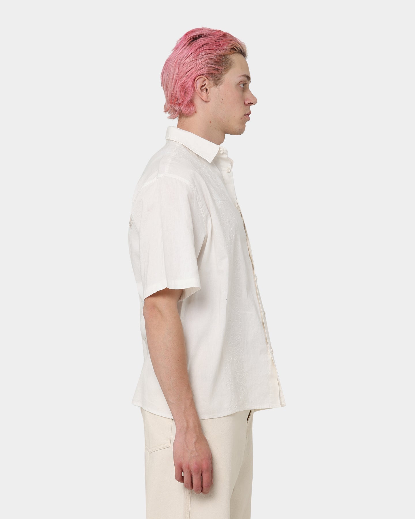 Loiter Utopia Lined Blend Button Up Ecru