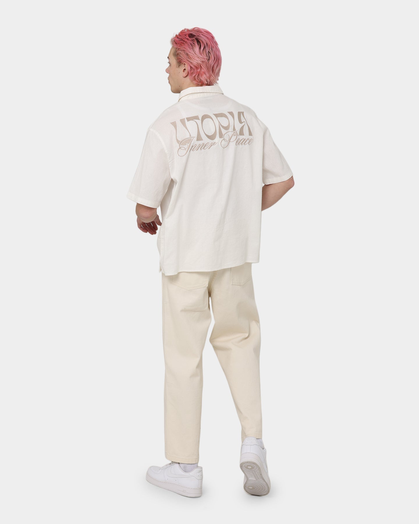 Loiter Utopia Lined Blend Button Up Ecru