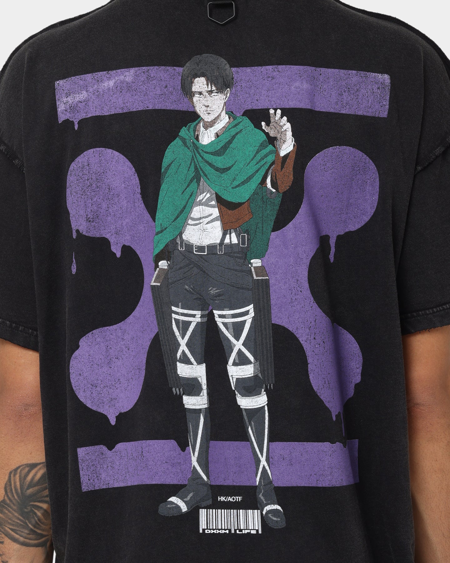 DXXMLIFE X Attack On Titan Levi DXXM Vintage T-Shirt Aged Black