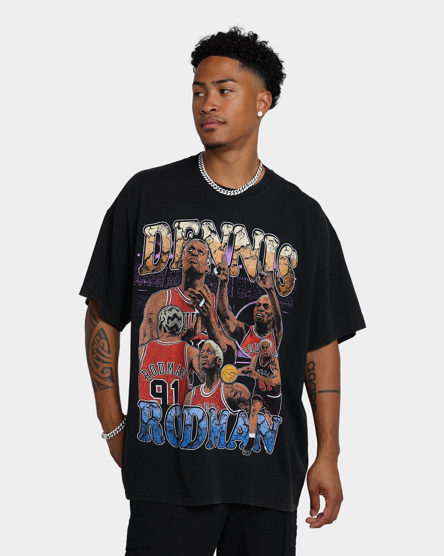 Rodman Brand Cartoon Vintage T-Shirt Washed Black