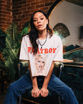 Playboy X Culture Kings Women's Shhh Crop T-Shirt Off White