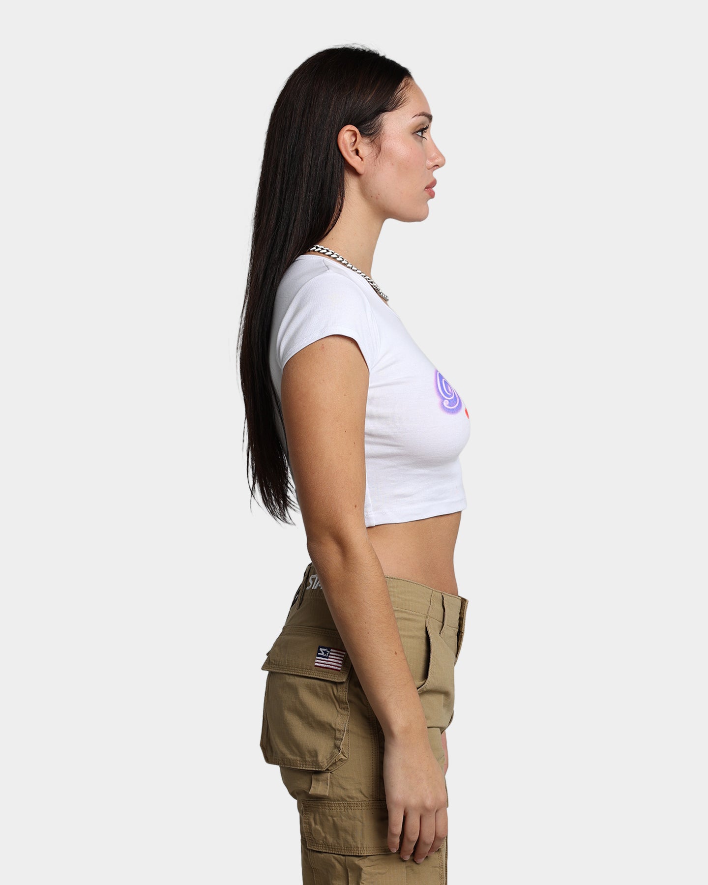 Playboy By CK Women's Script Baby T-Shirt White