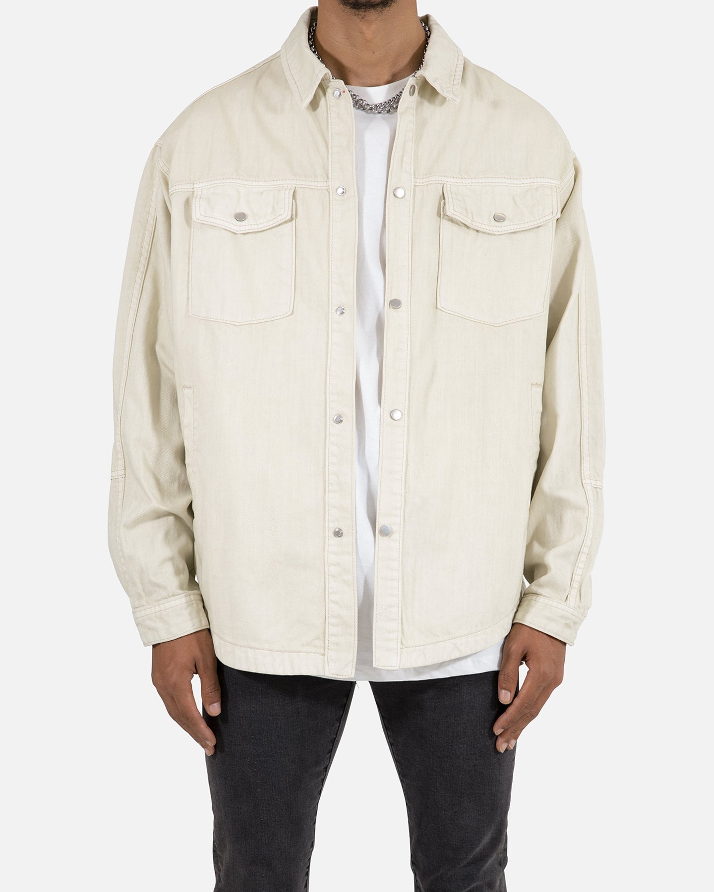 MNML Denim Over Long Sleeve T-Shirt White