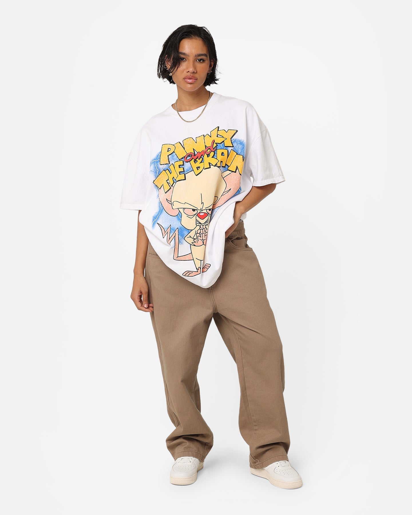 American Thrift X Cartoon Network Pinky & The Brain Heavyweight Vintage T-Shirt White