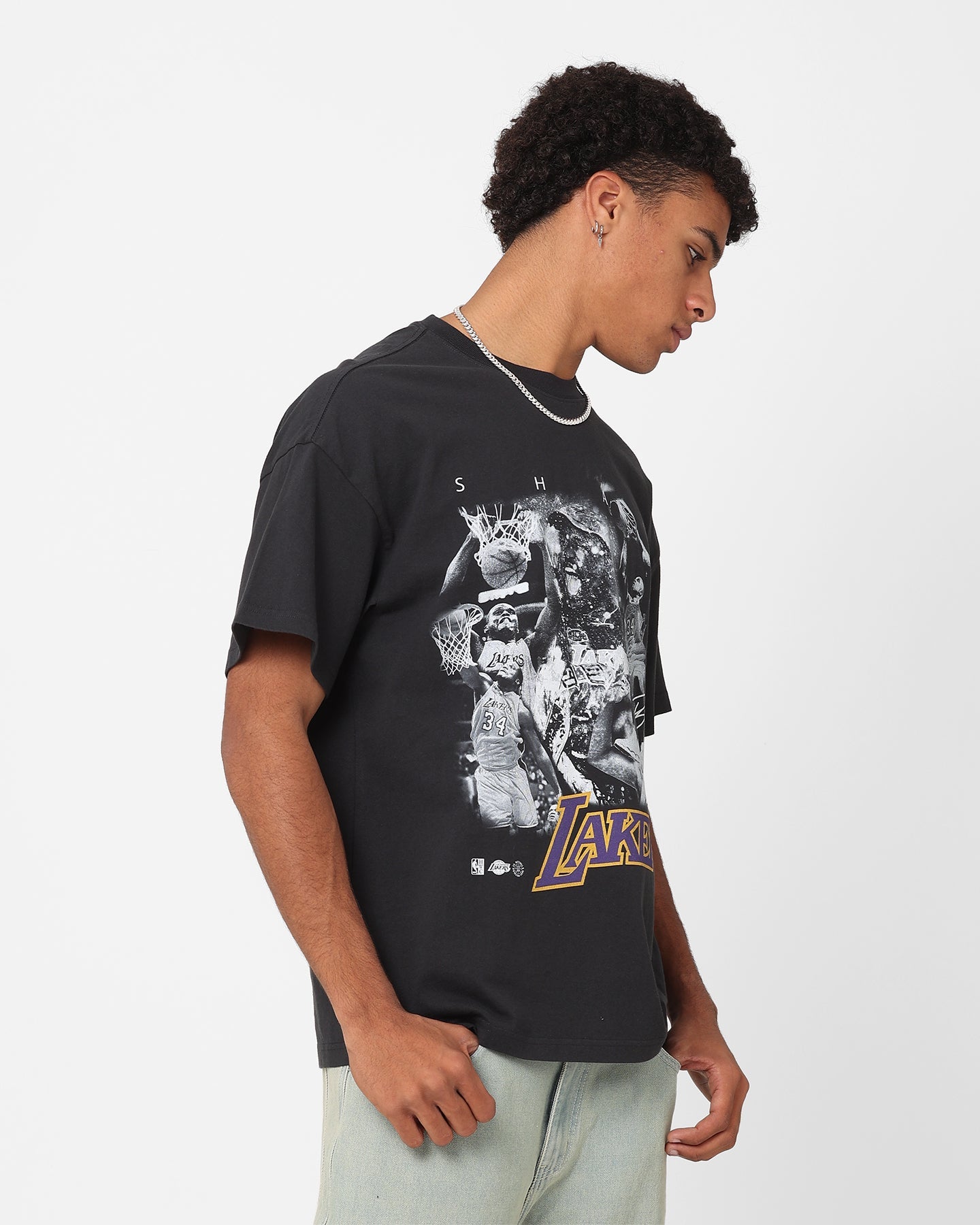 Mitchell & Ness Los Angeles Lakers Shaquille O'Neal Player Photo T-Shirt Faded Black