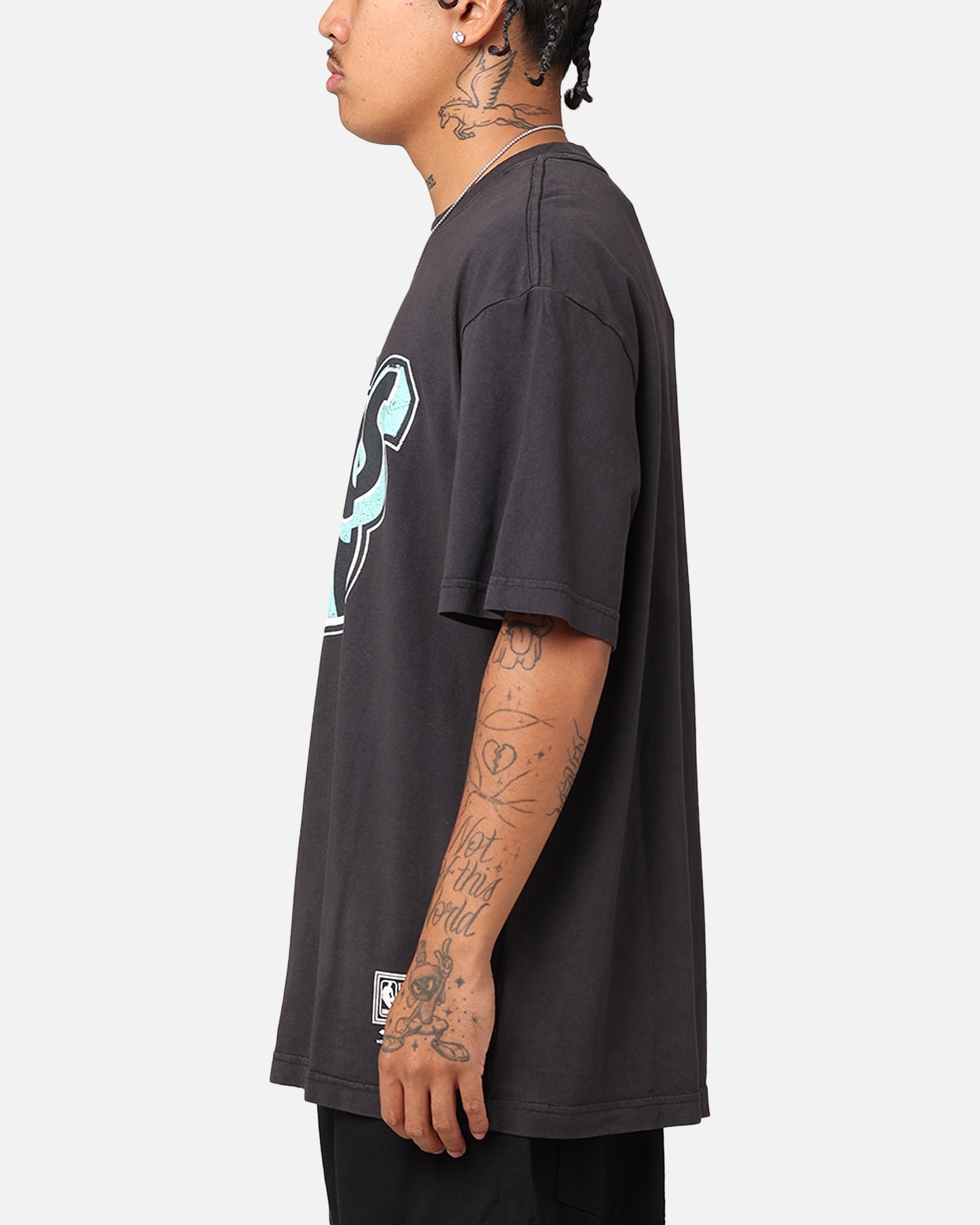 Mitchell & Ness Seattle Sonics Ice Blue Logo T-Shirt Faded Black