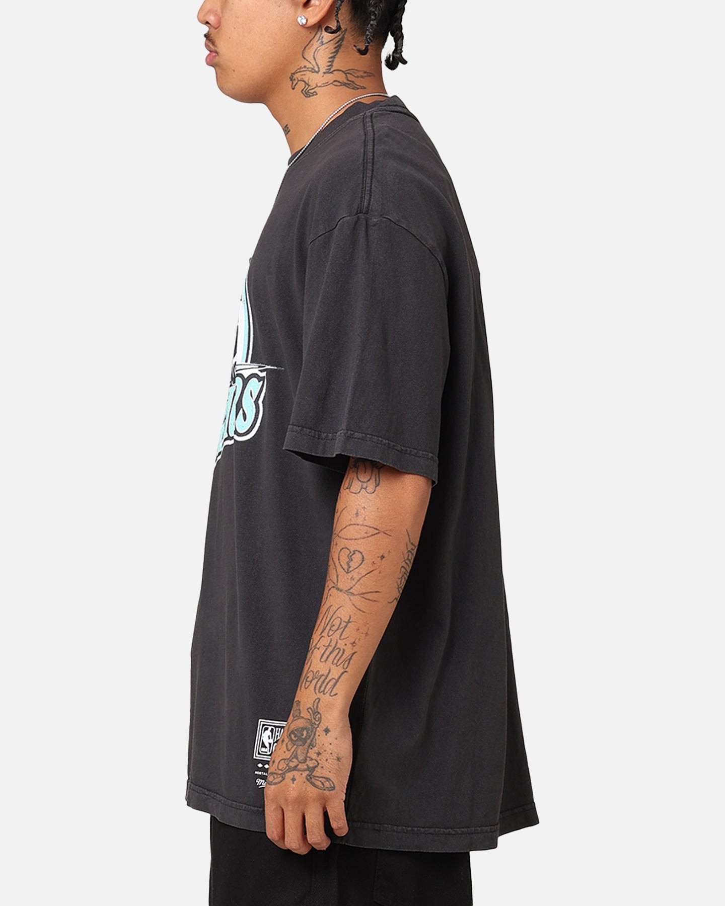 Mitchell & Ness Golden State Warriors Ice Blue Logo T-Shirt Faded Black